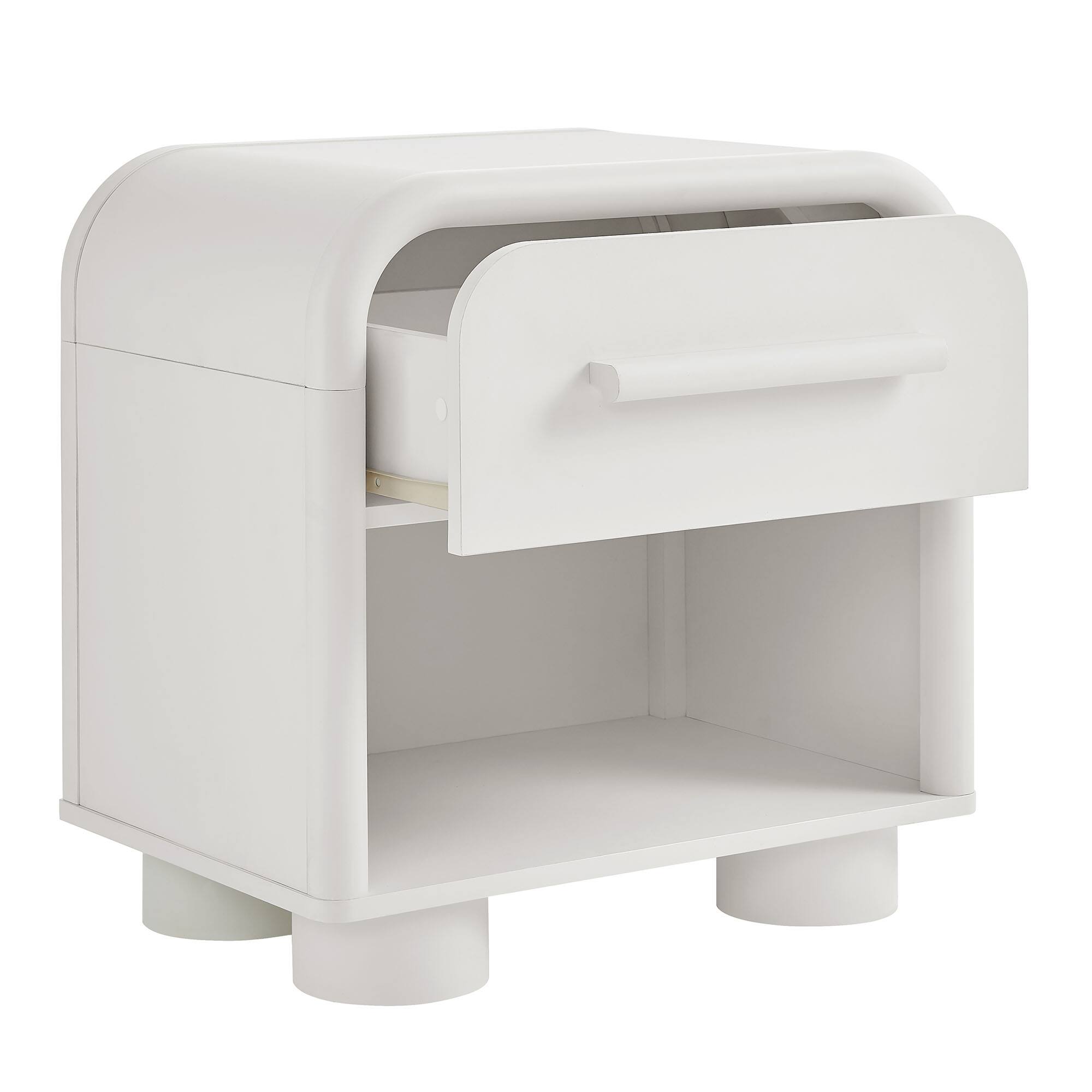Alt View 3. Modway - Bellamy Curved 1-Drawer Nightstand by Modway - White Matte.