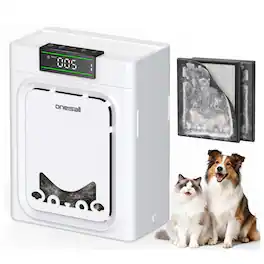 Oneisall - HEPA Air Purifier Pets Home Washable Double Side Filter Air Quality Auto Monitor Sleep Timmer 4 Speed 2200Ft² Large Room - White