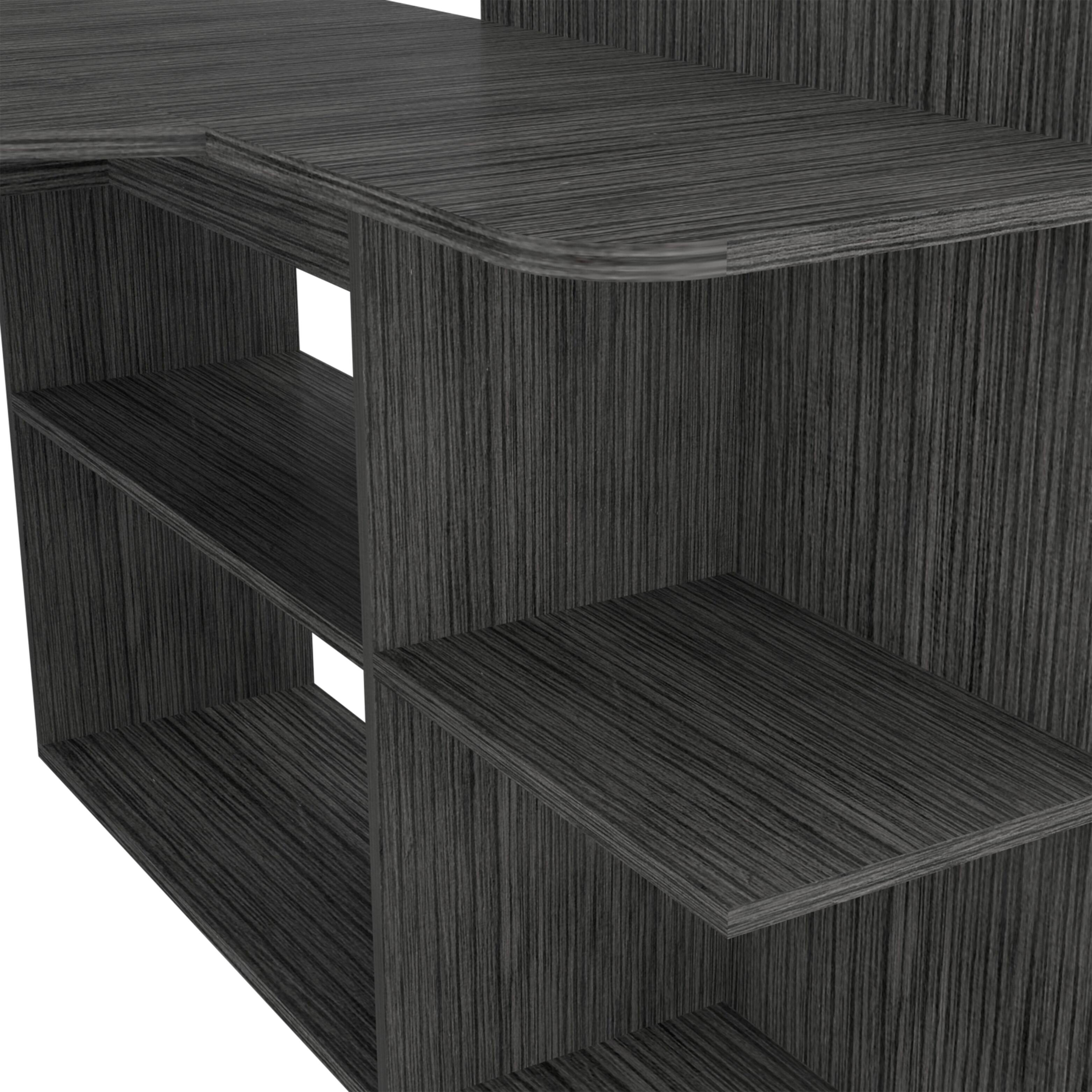 Alt View 2. APRILSOUL - Fresno Writing Computer Desk Four Shelves - Oak.