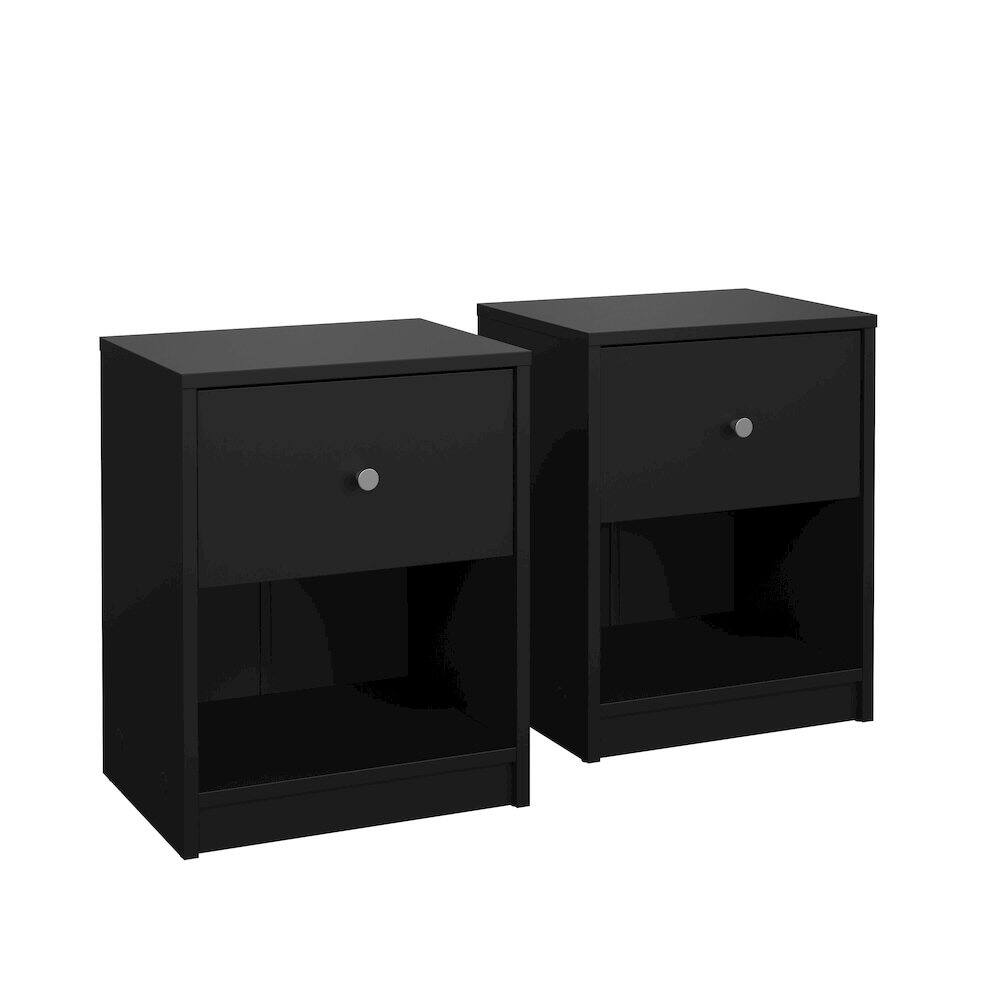 Alt View 5. Tvilum - Portland 1 Drawer Nightstand - Set of 2 - Black.