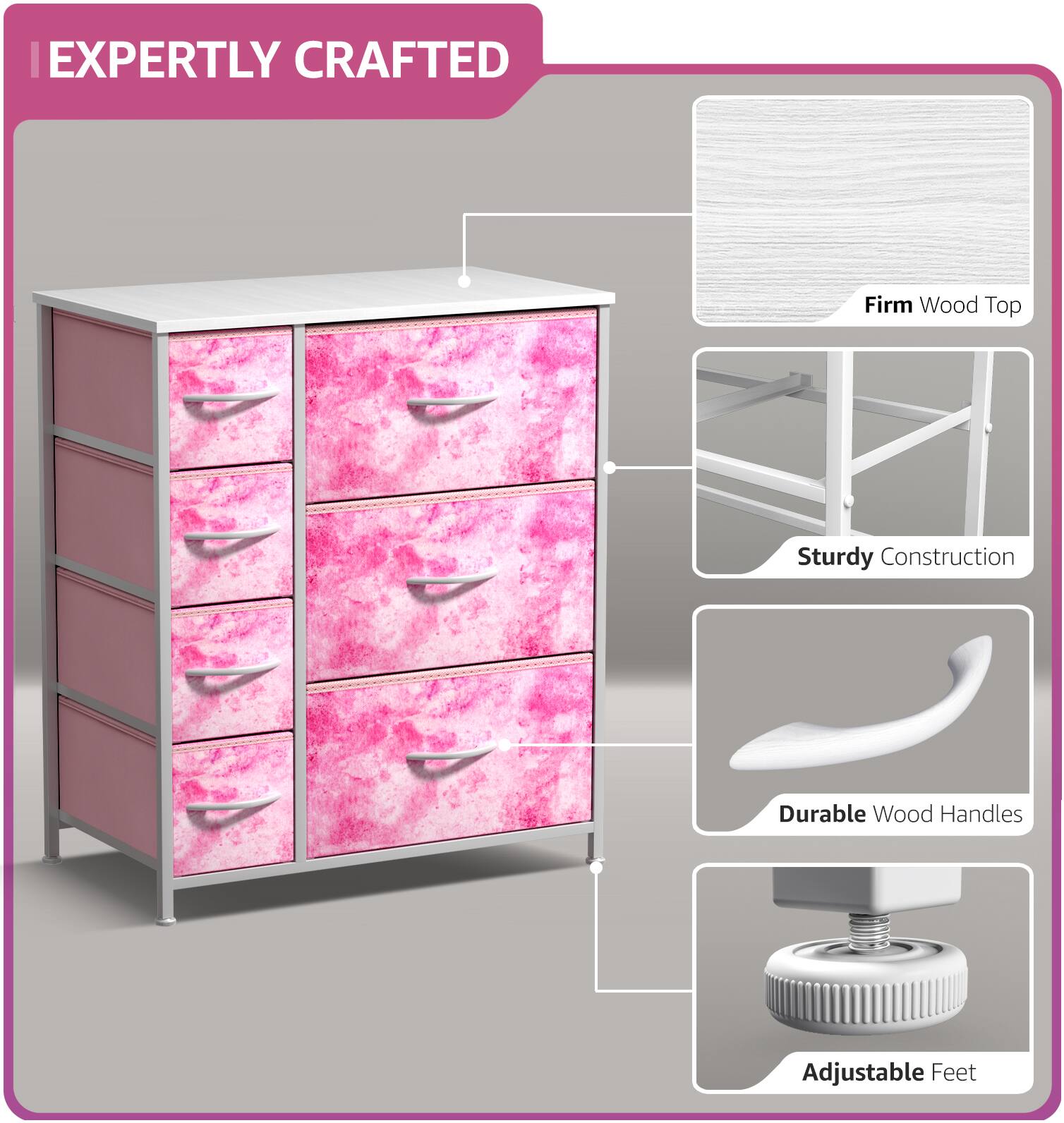 EXPERTLY CRAFTED

- Firm Wood Top
- Sturdy Construction
- Durable Wood Handles
- Adjustable Feet