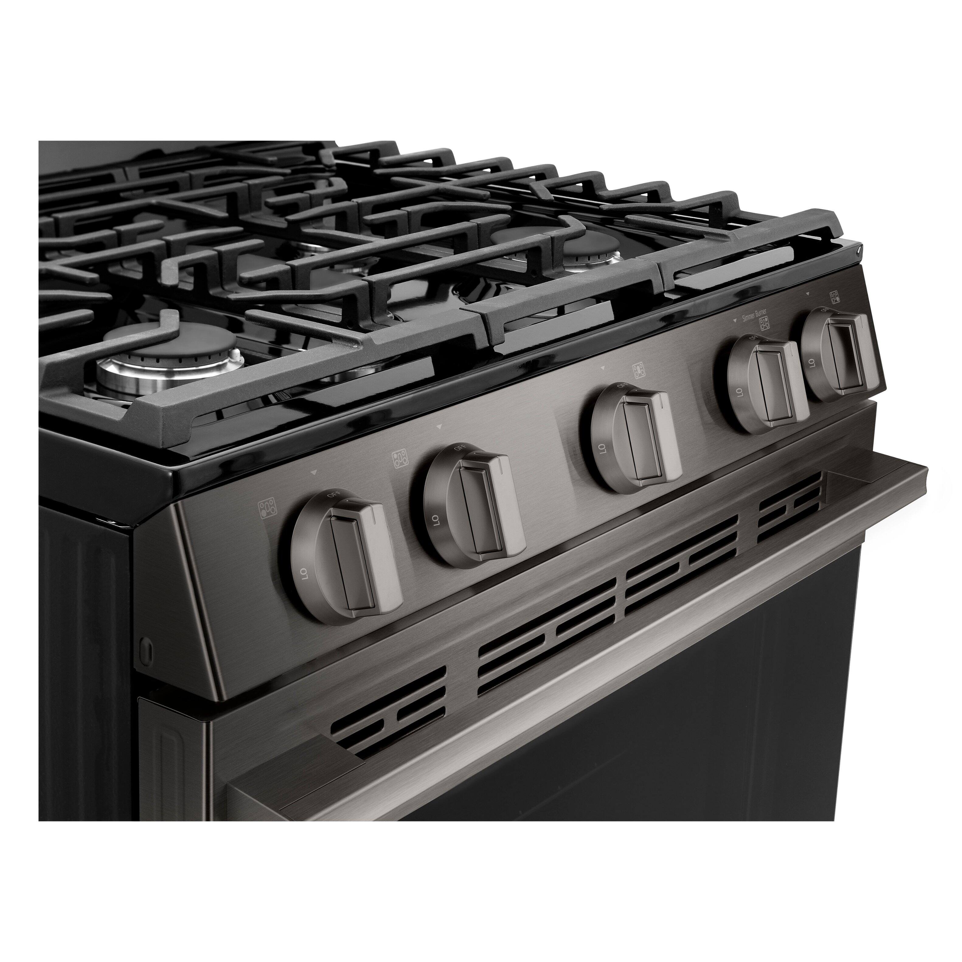 Alt View 15. LG - 6.3 Cu. Ft. Freestanding Gas True Convection Smart Range with EasyClean, Air Fry and Premium Handle - Black Stainless Steel.