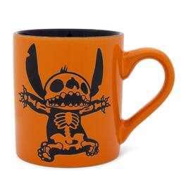 Silver Buffalo - Disney Lilo & Stitch Skeleton Wax-Resist Ceramic Pottery Mug | 14 Ounces - Orange