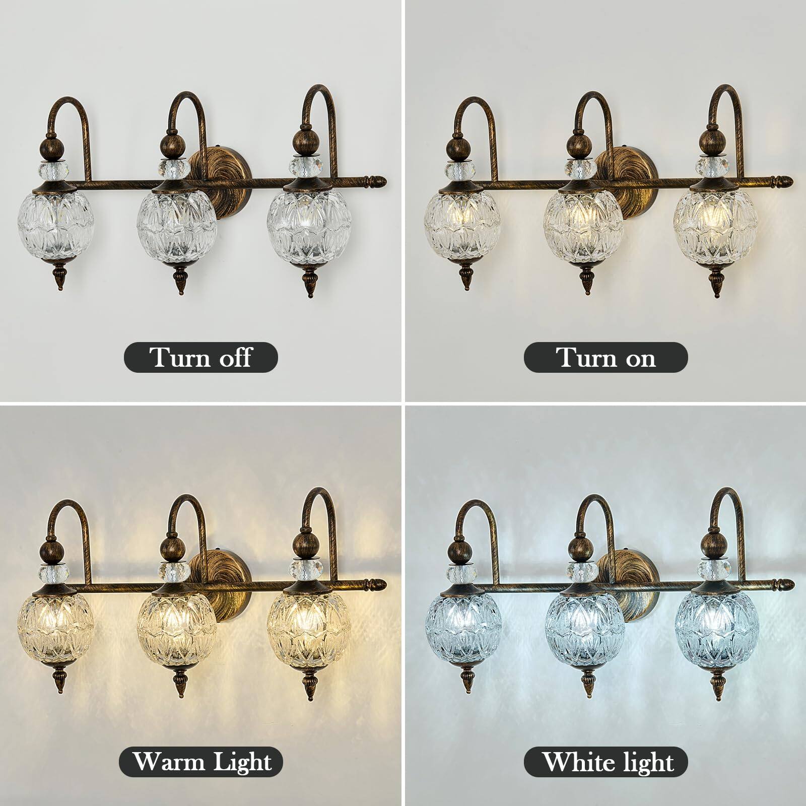 - Turn off
- Turn on
- Warm Light
- White light