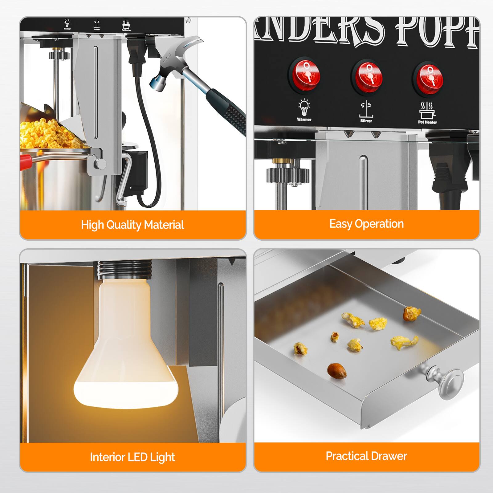 LS ANDERS POPPER Wanmer 5 Strver $5155 Pot Seater - High Quality Material Easy Operation Interior LED Light Practical Drawer