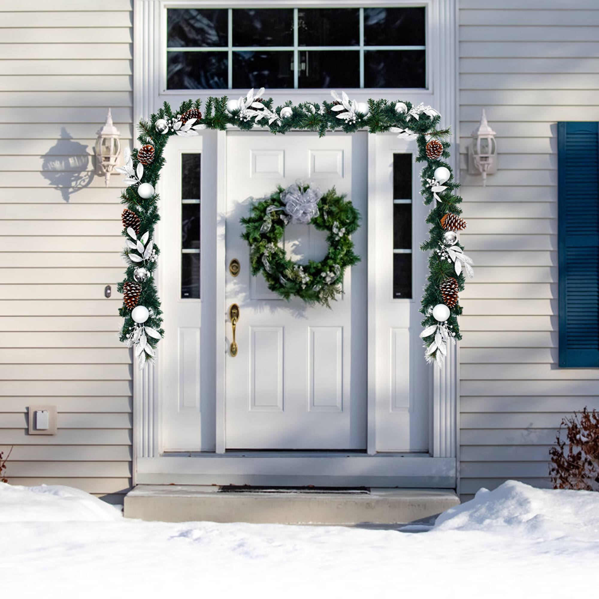 Alt View 2. Gymax - Gymax 9FT Pre-lit Christmas Decoration Garland Rattan w/ 50 LED Lights Timer - Green.