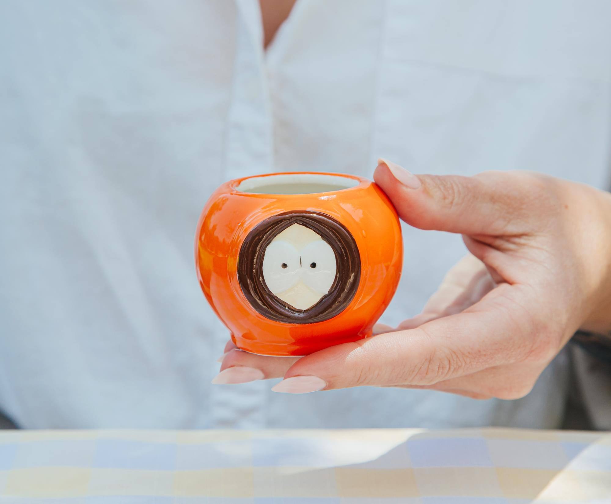 Alt View 3. South Park - South Park Kenny Face Sculpted Ceramic Mini Mug | Holds 3 Ounces - Brown.