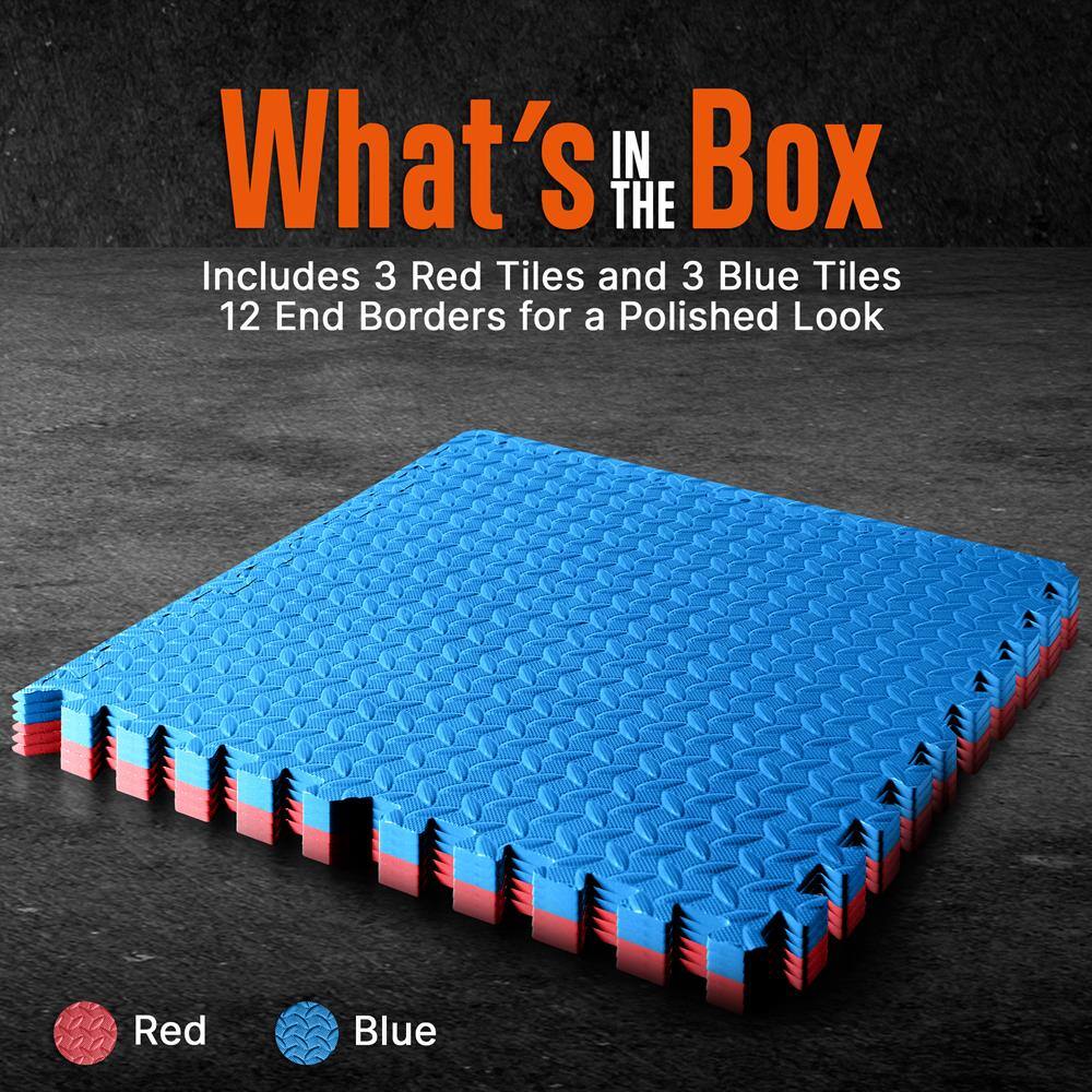 What's in the Box

Includes 3 Red Tiles and 3 Blue Tiles  
12 End Borders for a Polished Look

Red  
Blue