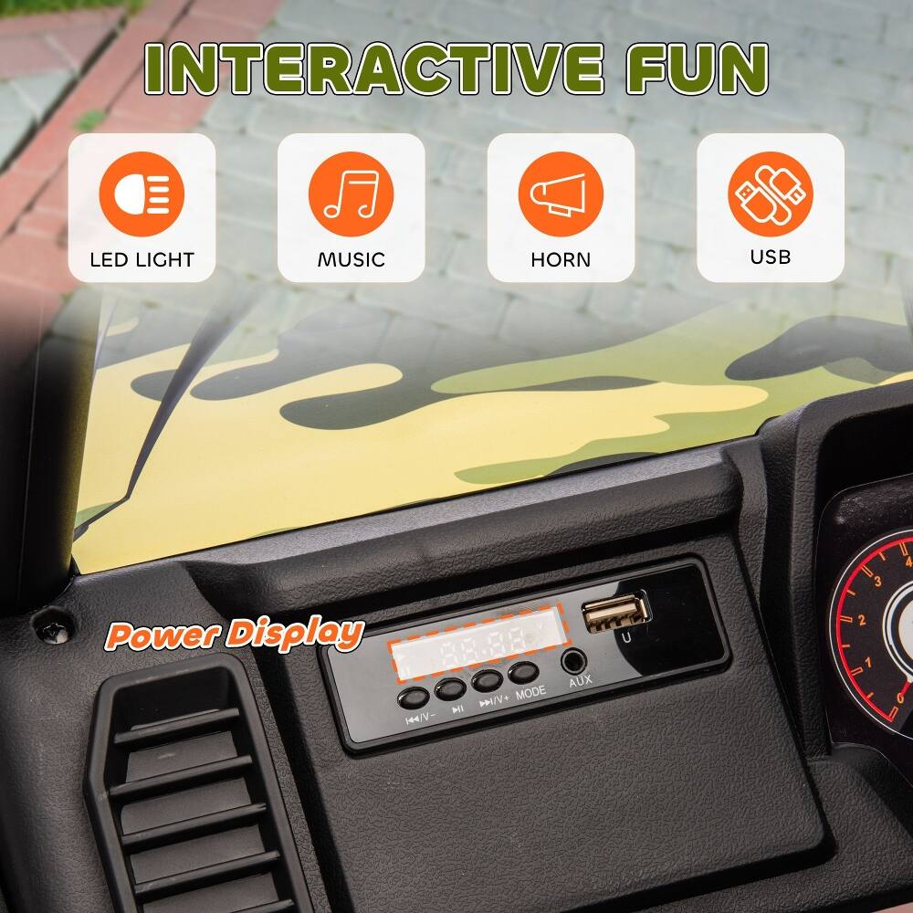 INTERACTIVE FUN  
LED LIGHT MUSIC HORN USB  
Power Display  
88.88 AUX  
PN/V+ MODE Ml H44/V- U 1 U 4 3 2 1 - 0