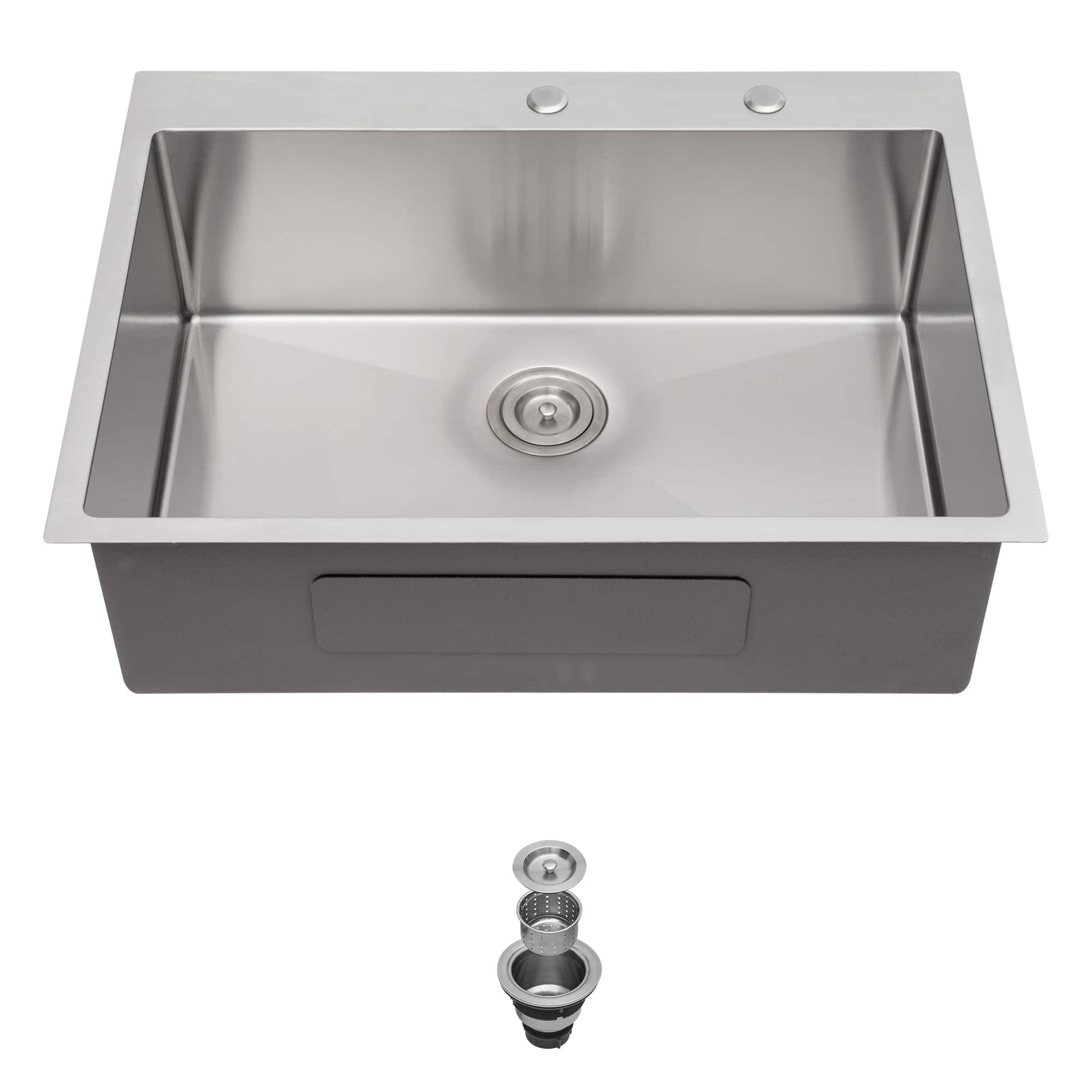 33x19x9 Inch Drop in 16Gauge Stainless Steel Single Bowl Kitchen Sink with Drain Assembly
