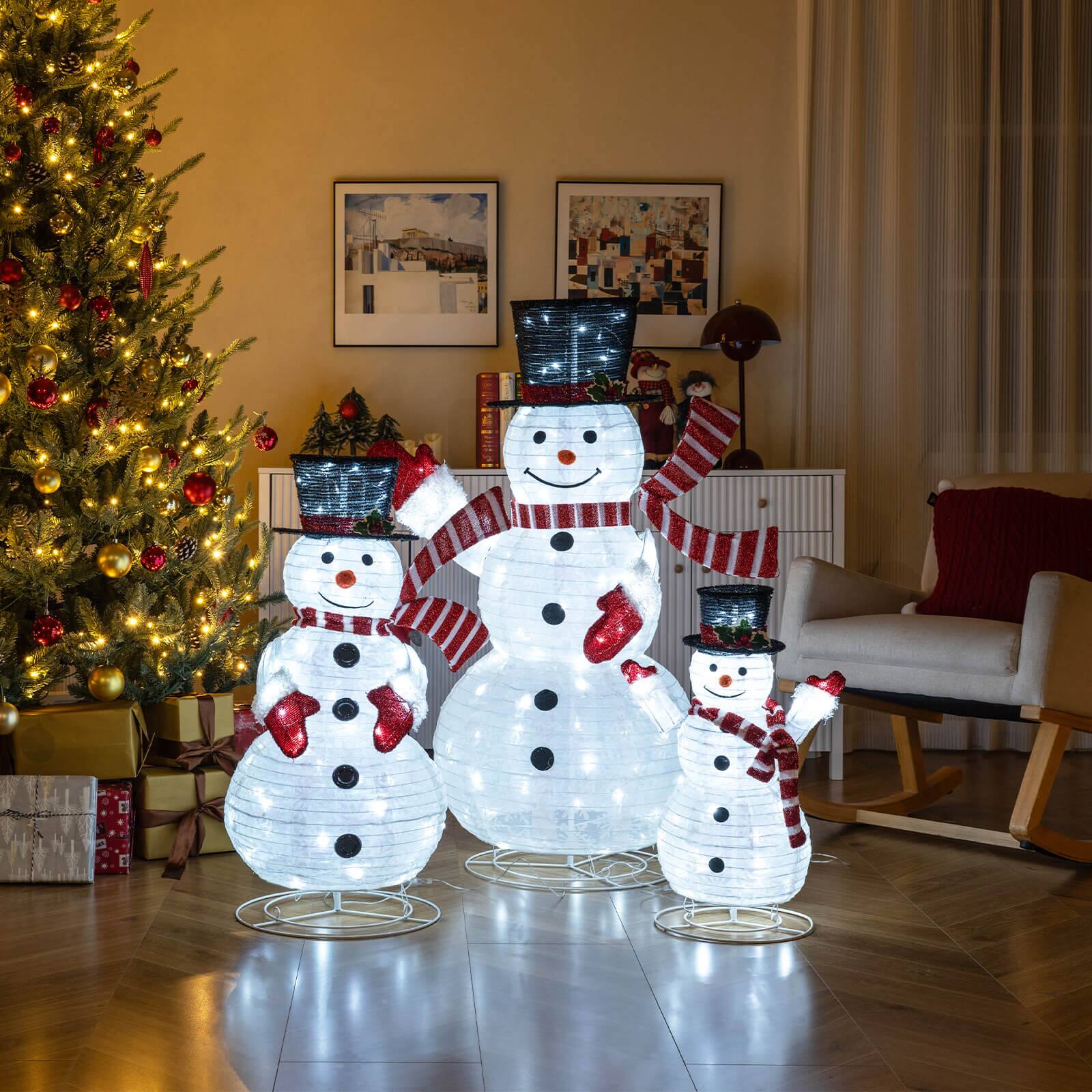 Alt View 3. Costway - Costway 3PCS Pre-Lit 3D Snowman Set with 270 LED Lights for Home Lawn Yard Garden Plug in - Multicolor.