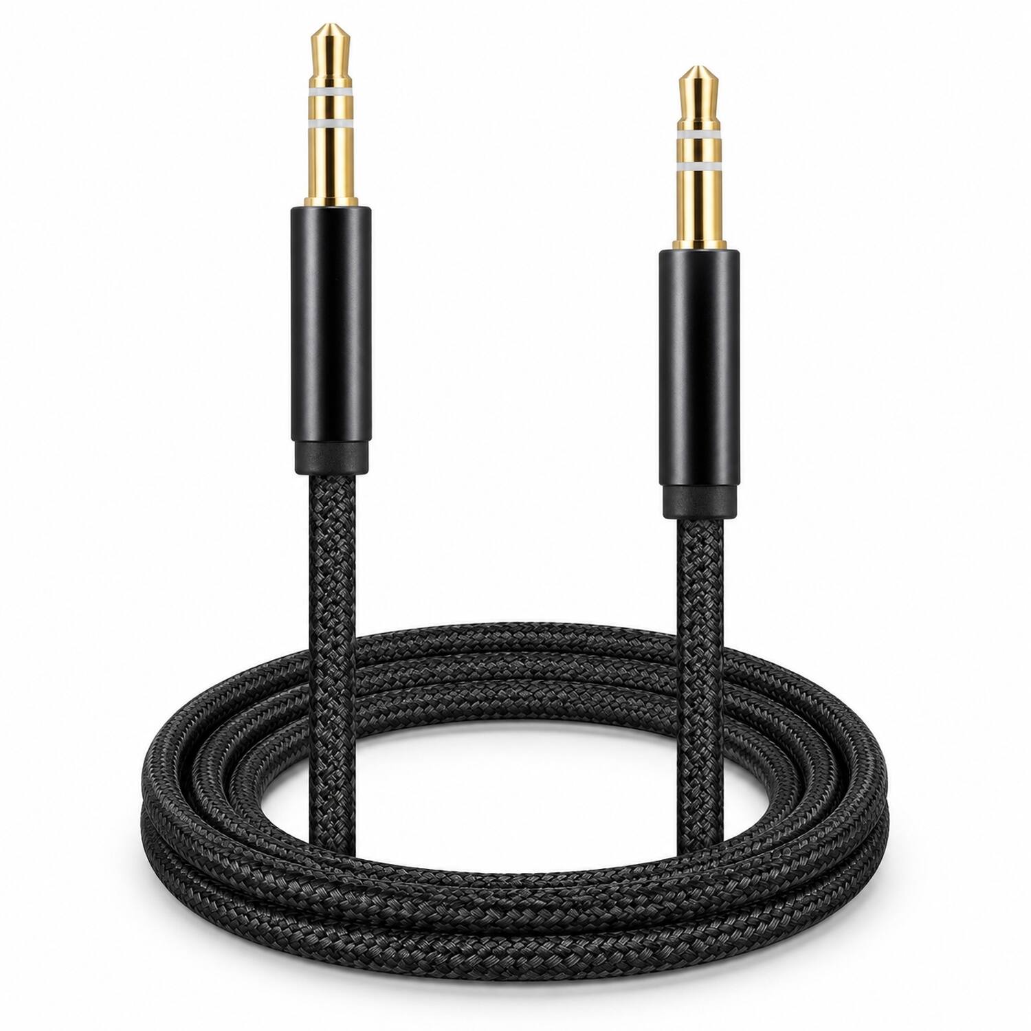 Front. Sanoxy - 3.5mm Braided Male to Male Stereo Audio AUX Cable Cord - Black.