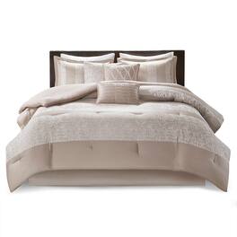 Gracie Mills - Donnie 7-Piece Chenille Jacquard Comforter Set - Taupe