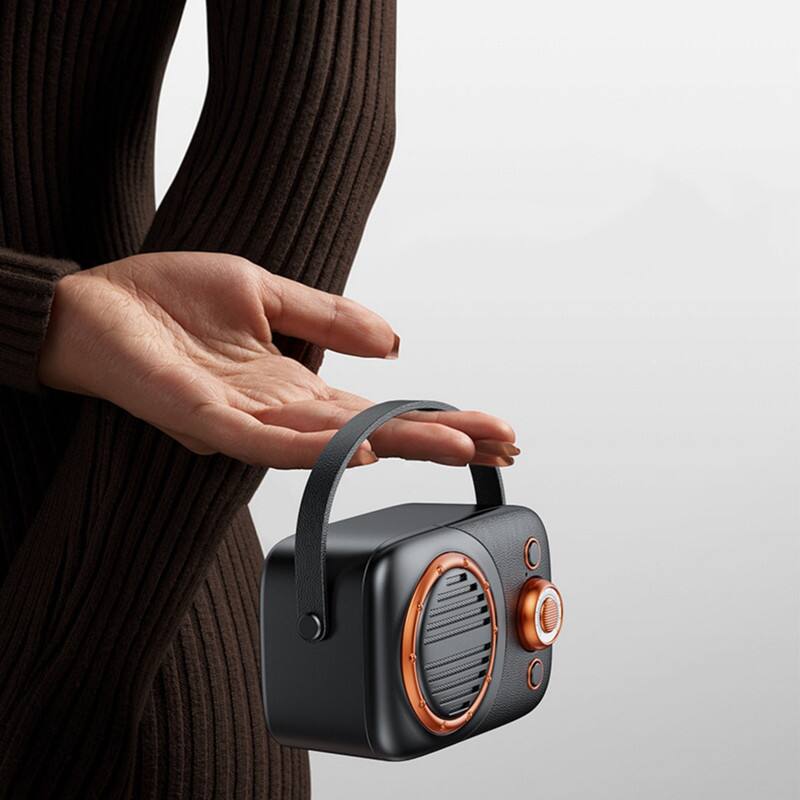 Angle. SKRAN - Portable Bluetooth Speaker, Mini Speaker with USB & TF Card Playback, Retro Style for Home, Camping & Travel.