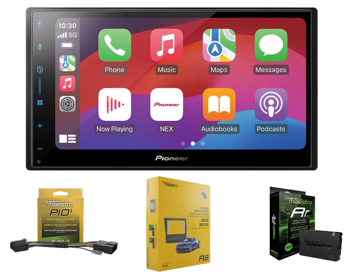 Pioneer - DMH-W3050NEX Digital Receiver Backup Camera + ADSMRR + KITR8 Dash Kit for Audi R8 - Black