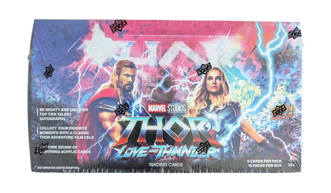 UPPER DECK

BE MIGHTY AND UNCOVER MARVEL STUDIOS TOP TIER TALENT AUTOGRAPHS

COLLECT YOUR FAVORITE THOR MOMENTS WITH A CLASSIC FILM CELS

FUTURE SOUND OF LIGHTNING ACRYLIC CARDS

TRADING CARDS

MAY CONTAIN TIME-SENSITIVE REDEMPTIONS

6 CARDS PER PACK

15 PACKS PER BOX

14+