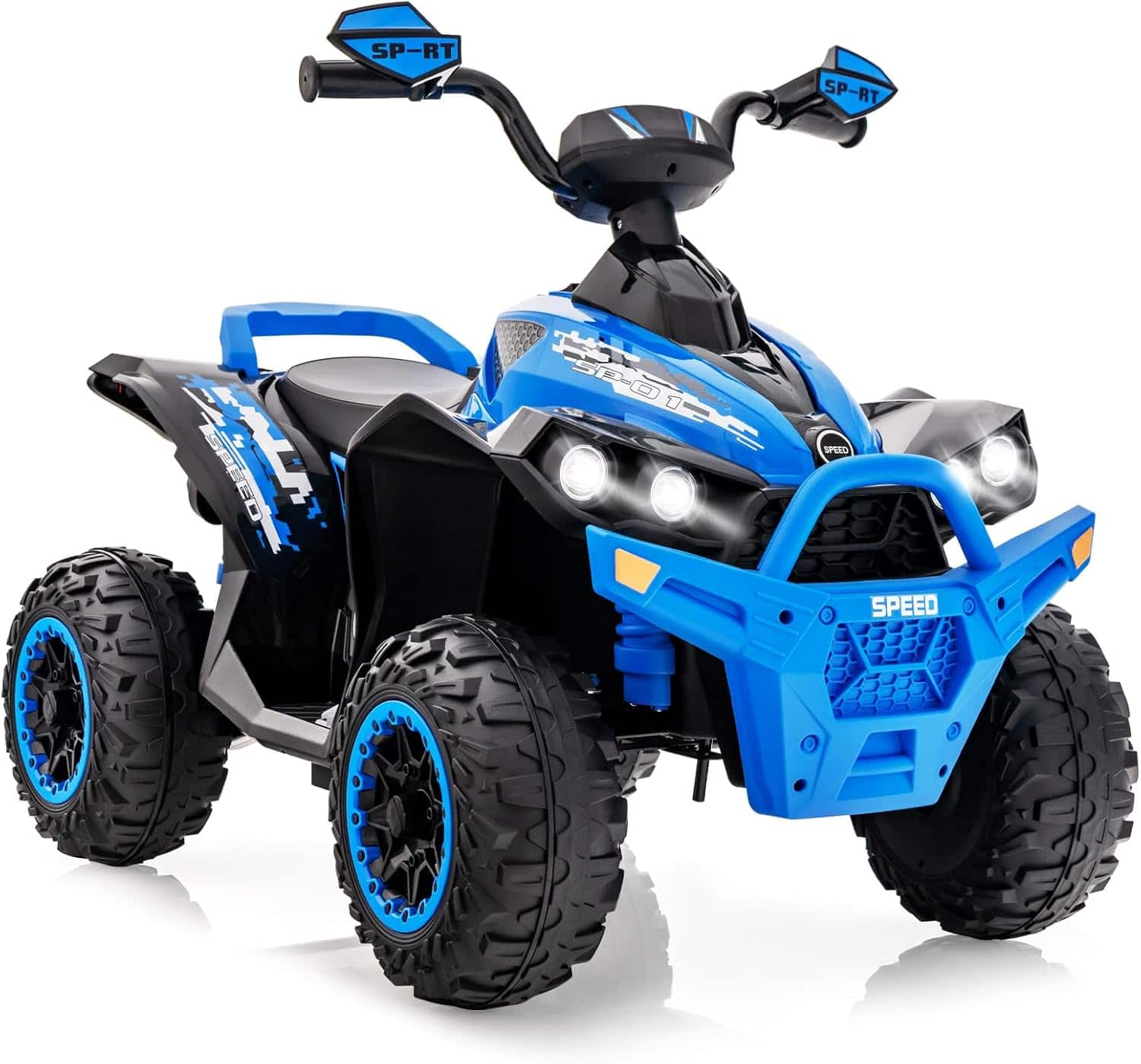 Costway - Kids Ride on ATV 12V 4 Wheeler Quad Toy Vehicle with LED Lights - Blue