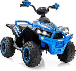 Costway - Kids Ride on ATV 12V 4 Wheeler Quad Toy Vehicle with LED Lights - Blue
