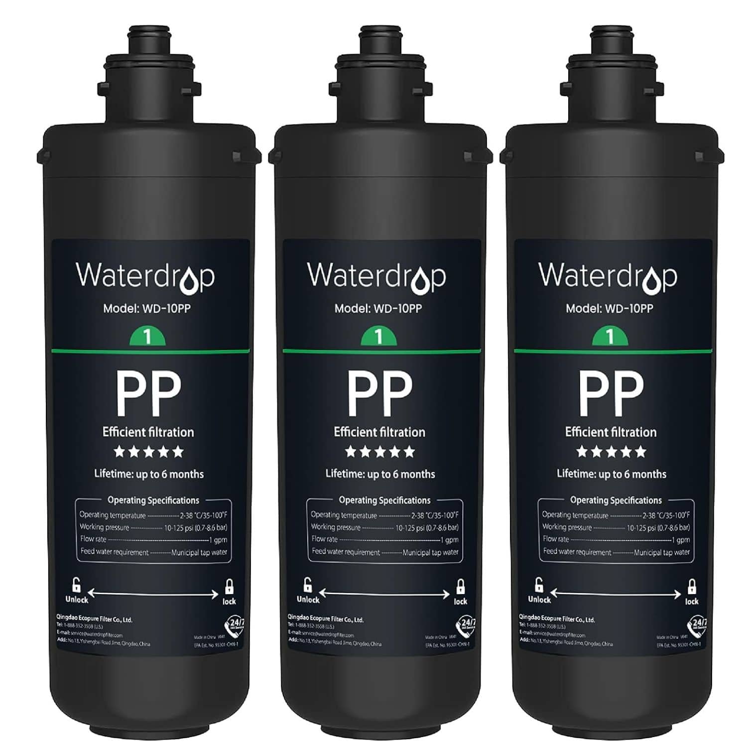 WD-10PP Under Sink Water Filter, Replacement for Waterdrop TSA & TSB &TSB-CM - Black