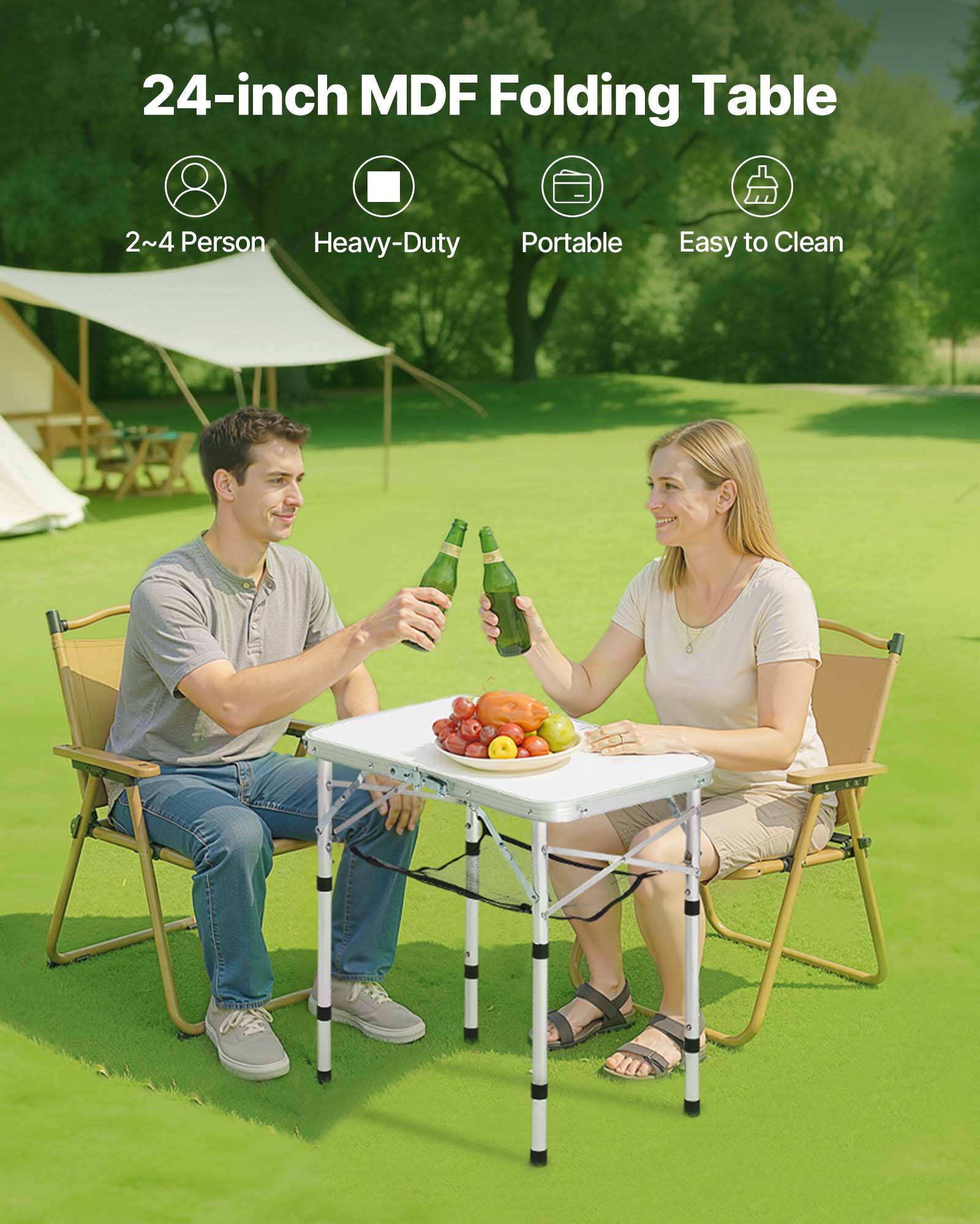 24-inch MDF Folding Table

- 2~4 Person
- Heavy-Duty
- Portable
- Easy to Clean