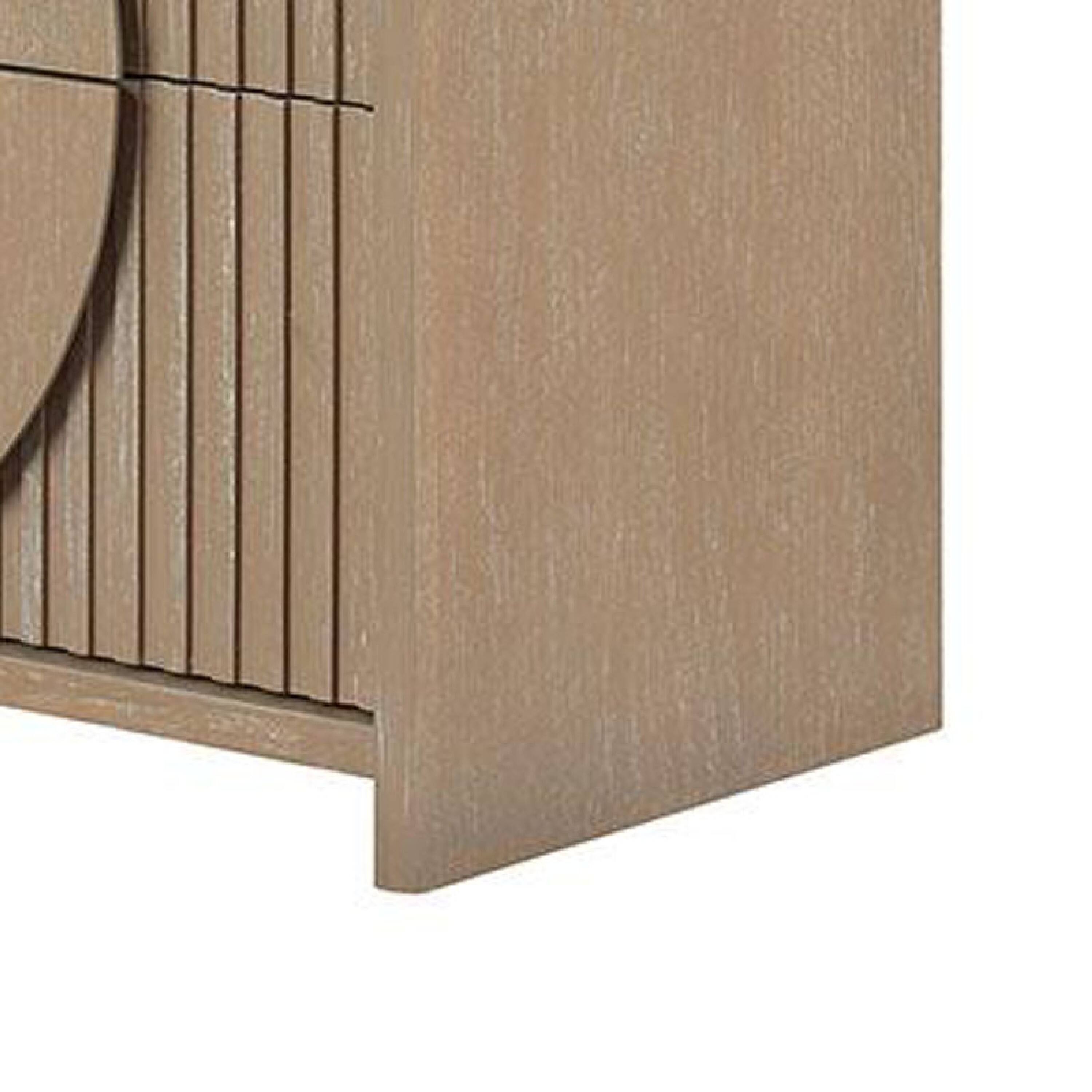 Alt View 3. Manhattan Lane - Tanya Nightstand with 2 Drawers, Reeded Panels - Natural Brown.