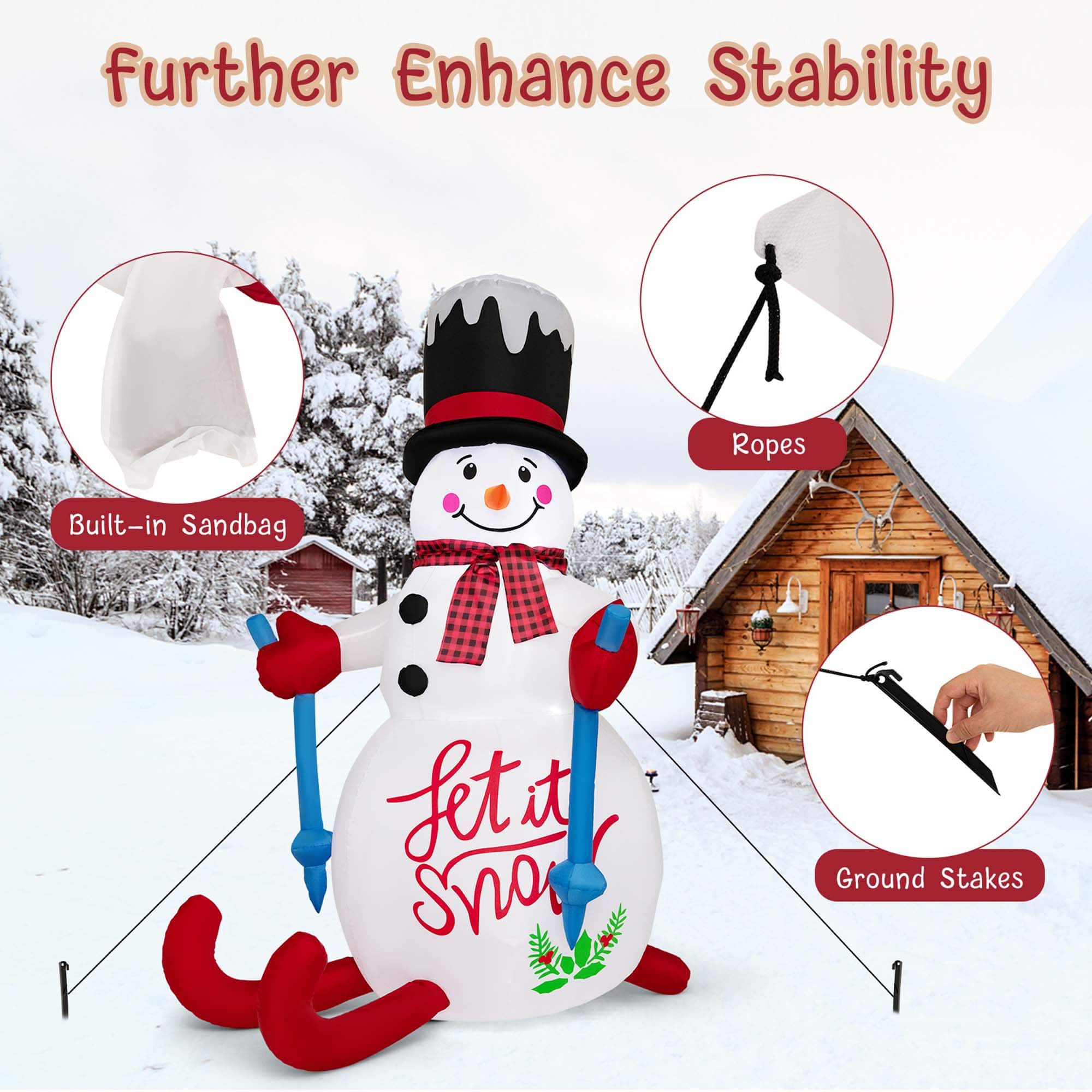 Further Enhance Stability Ropes Built-in Sandbag Let it Snow Ground Stakes