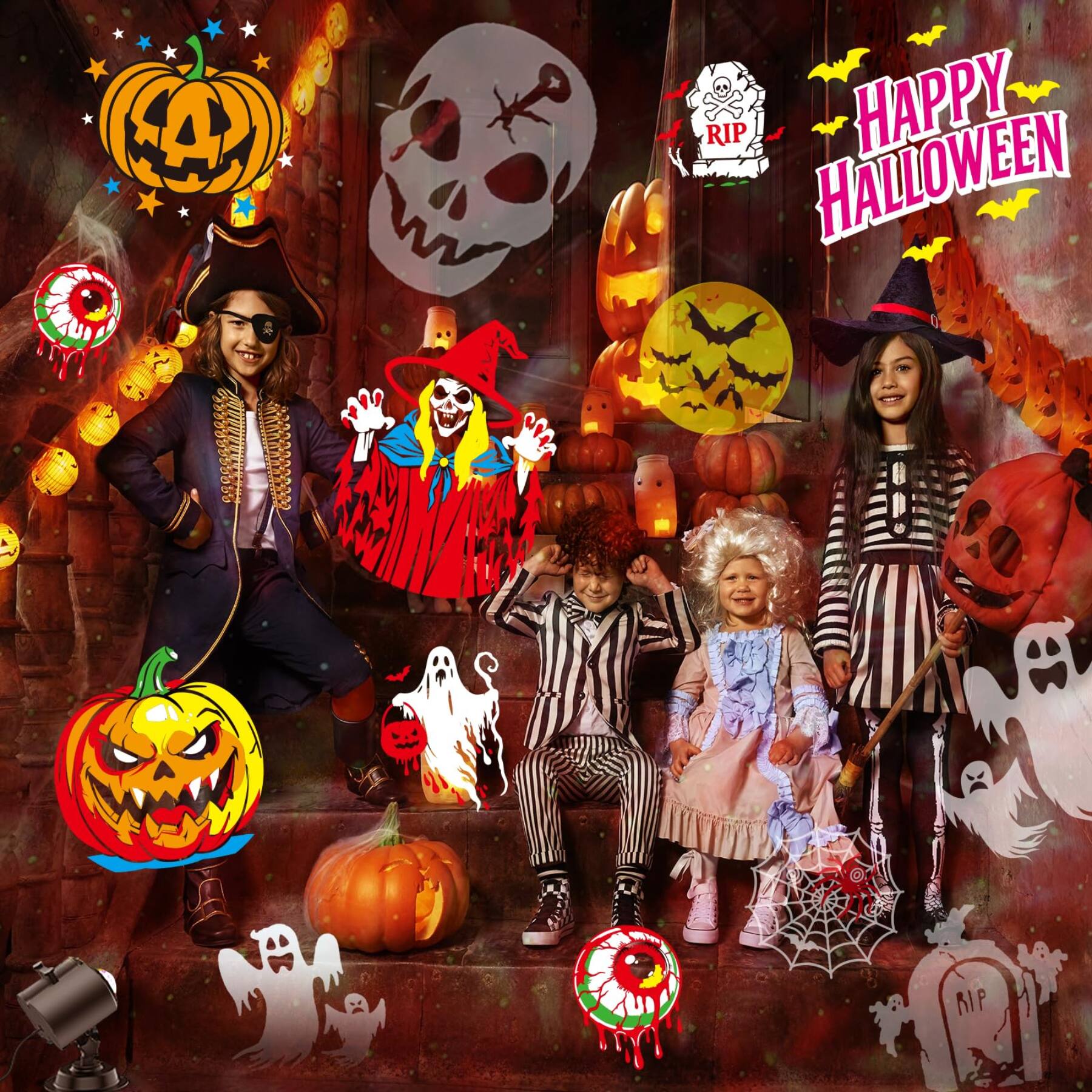 Dazzed Corner Halloween Projector, 8 Patterns & Themes, Waterproof ...