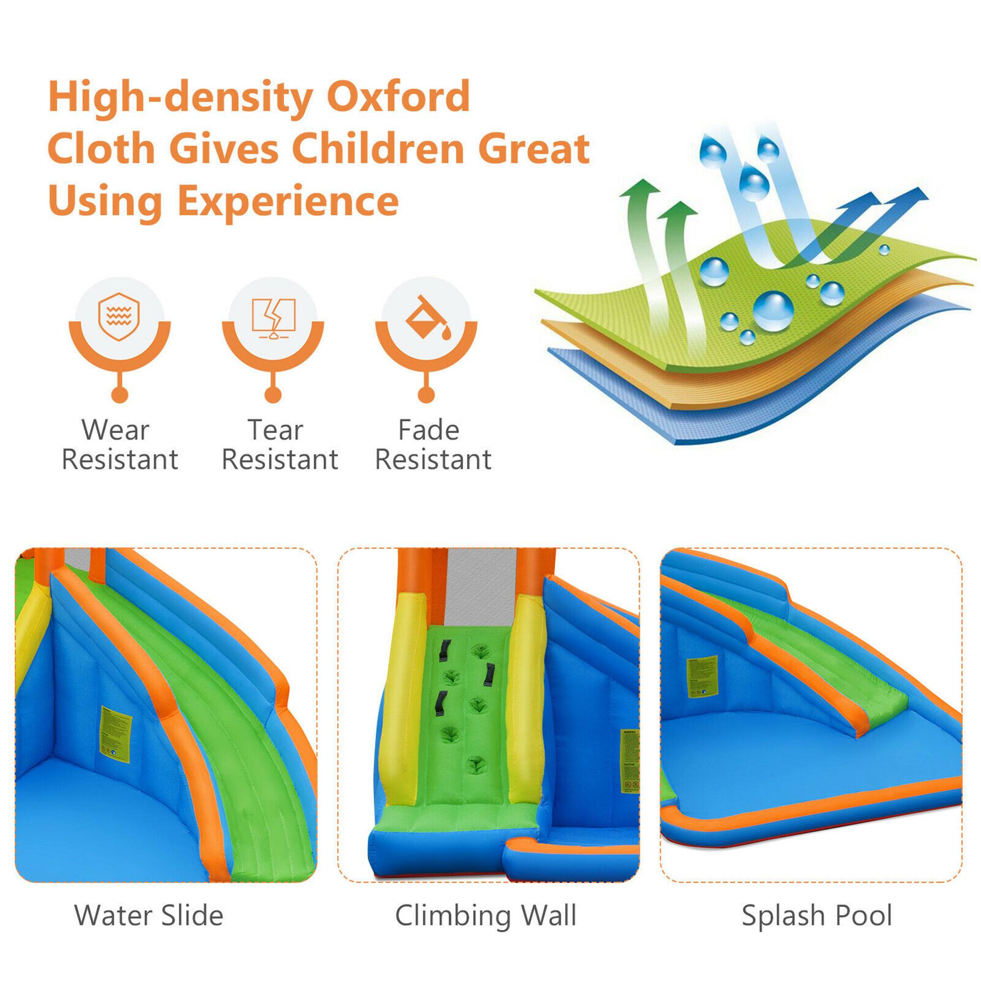 High-density Oxford Cloth Gives Children Great Using Experience

- Wear Resistant
- Tear Resistant
- Fade Resistant

Water Slide  
Climbing Wall  
Splash Pool