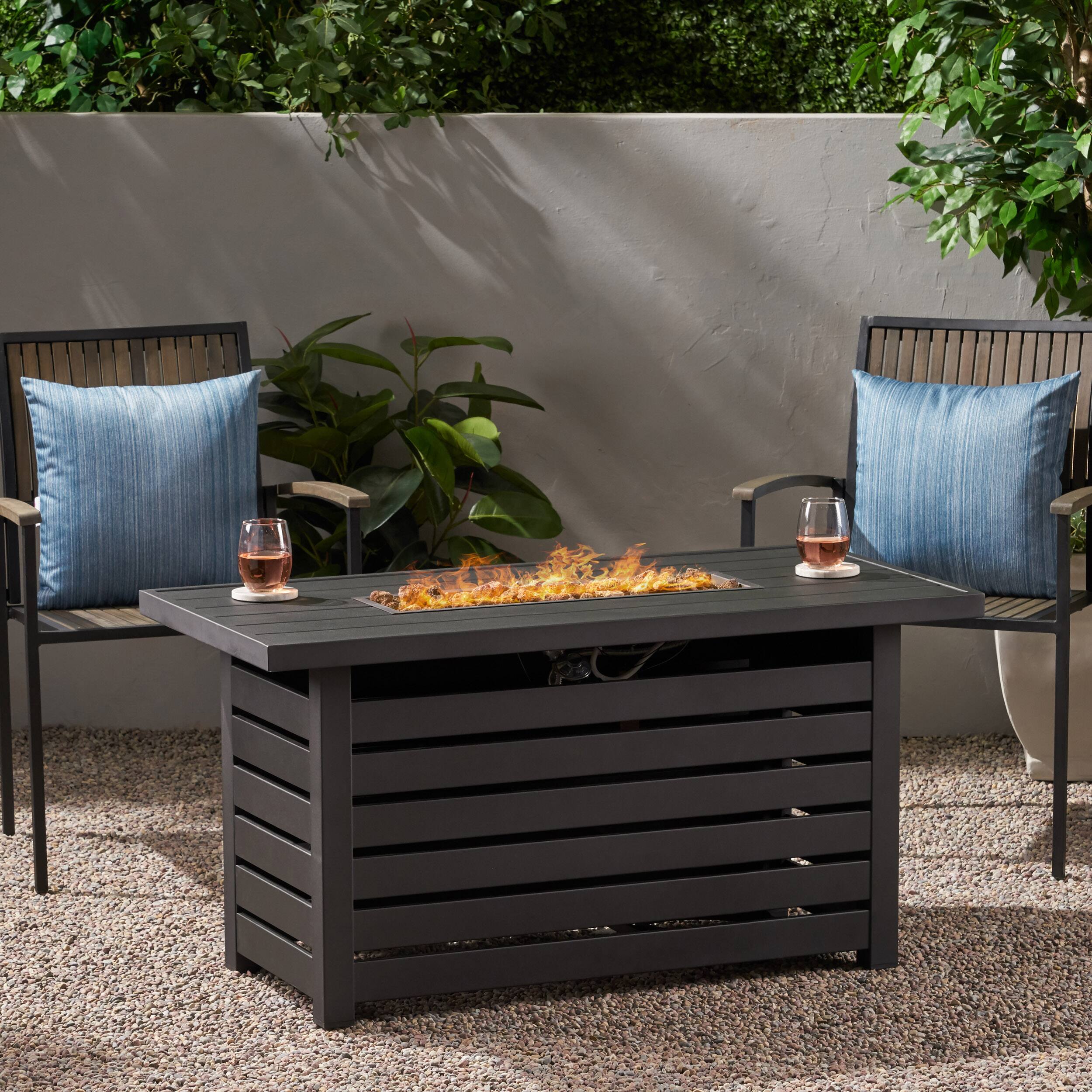 Left. Dexmalle - Dexmalle-30,000BTU Rectangular Iron Fire Pit -Tank Cover Inside.
