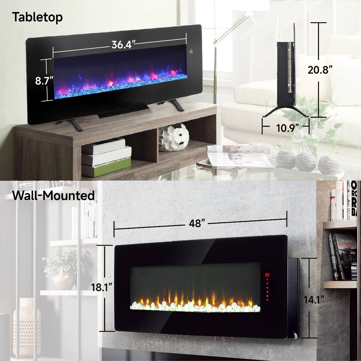 Tabletop  
36.4"  
8.7"  
20.8"  
Wall-Mounted  
18.1"  
48"  
10.9"  
14.1"  

O&RB HEUROUF SANFRANCISCIO NIKE