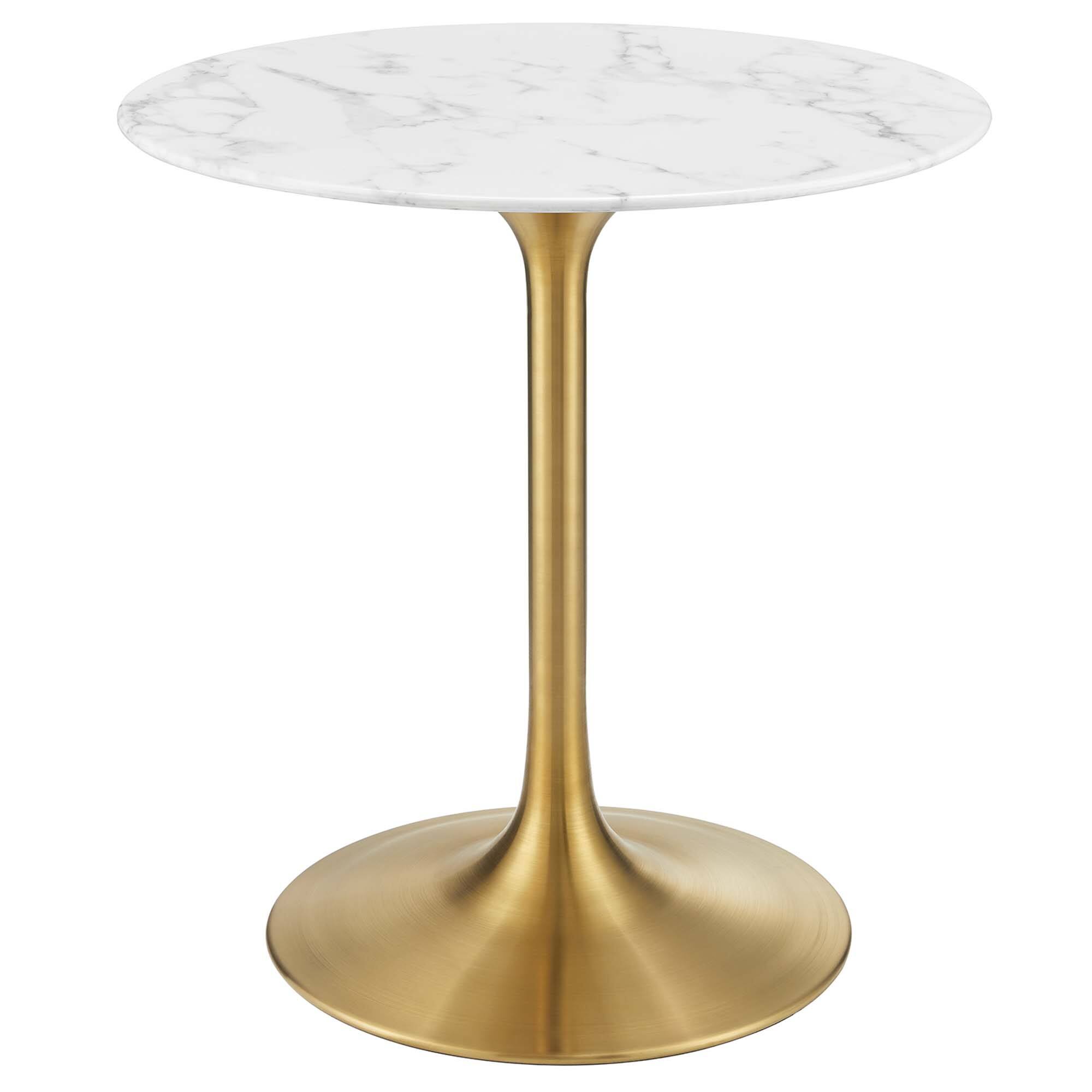 Angle. Modway - Lippa Round 28" Dining Table - Gold White.