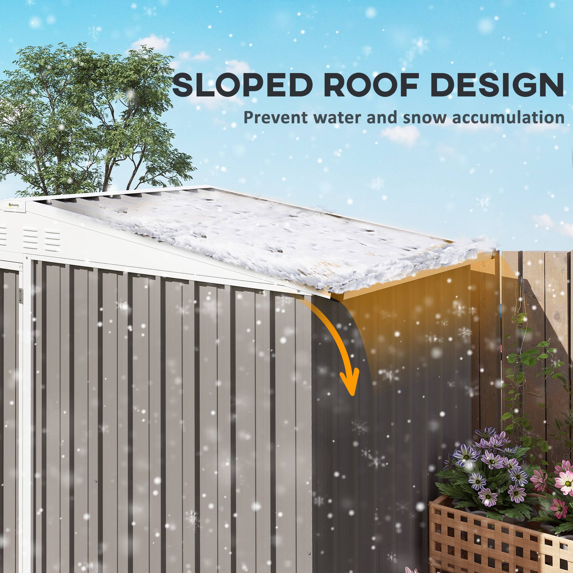 Slopped Roof Design: Prevent water and snow accumulation.