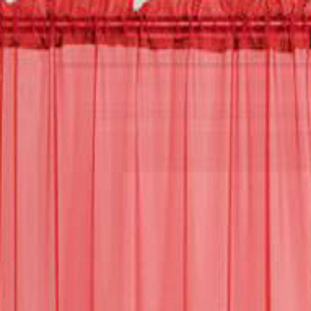 Front. RT Designers Collection - RT Designers Collection Celine Sheer Rod Pocket Curtain Panel - 55 x 90 in. Red - Red.