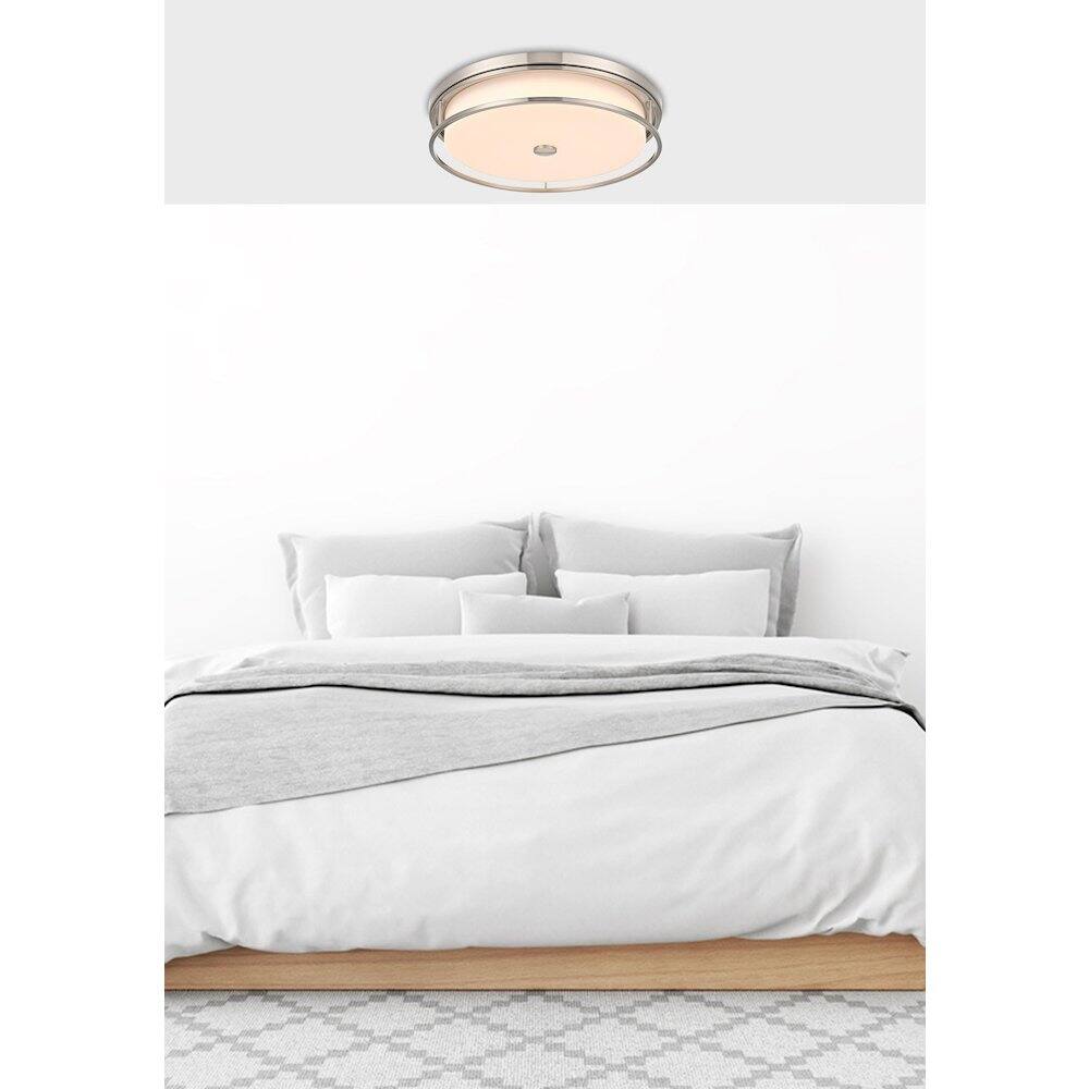 Alt View 4. Living District - Kolson 20 Inch Led Flush Mount Ceiling Light In Polished Nickel - Polished Nickel.
