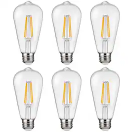 VEVOR - 6 Pack Edison Bulbs LED, ST19 Vintage Edison Light Bulbs, 7W Dimmable 800 Lumens, 2700K Warm White, E26 Base LED Bulb - Clear