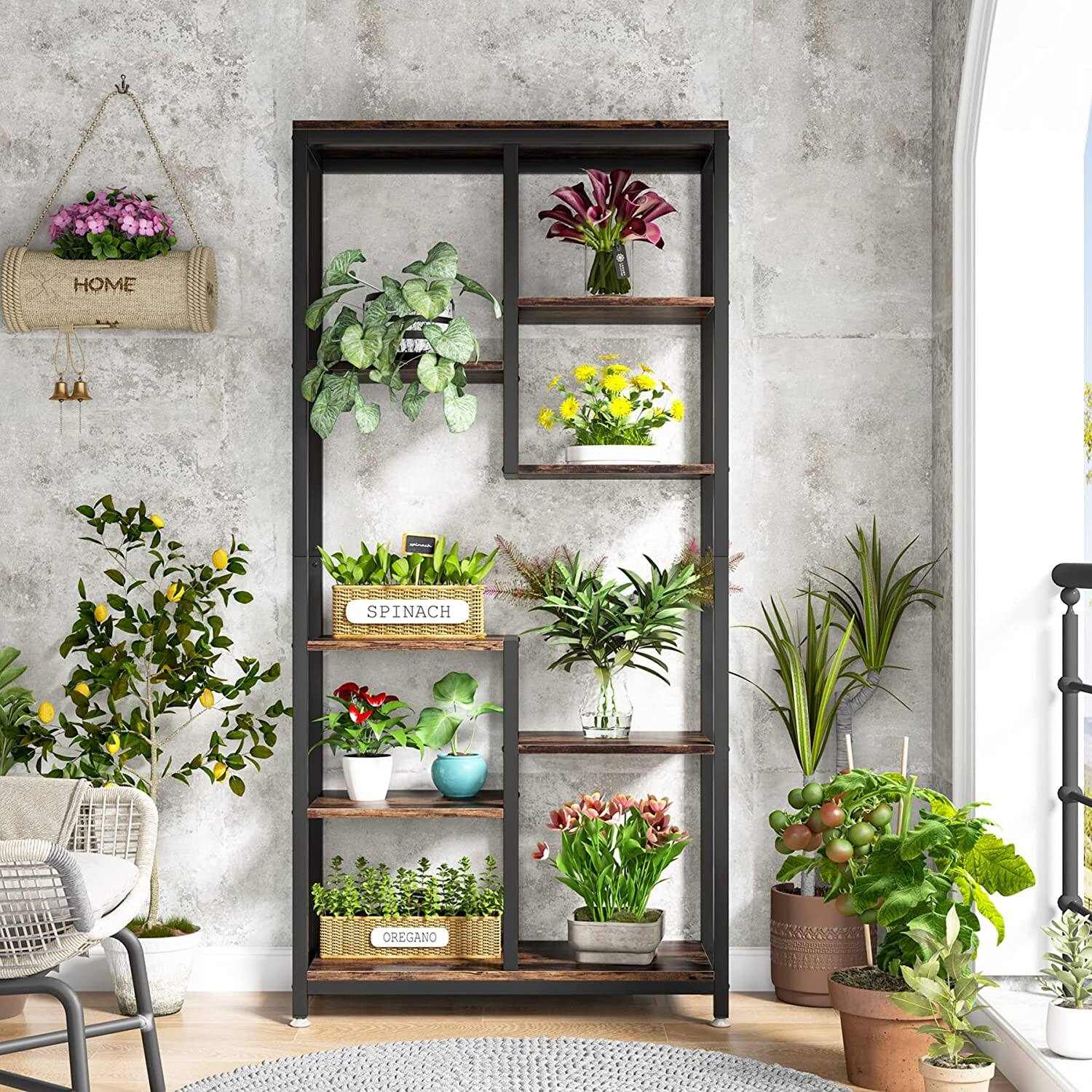 Tribesigns Industrial Bookshelf with Engineered Wood Construction and ...