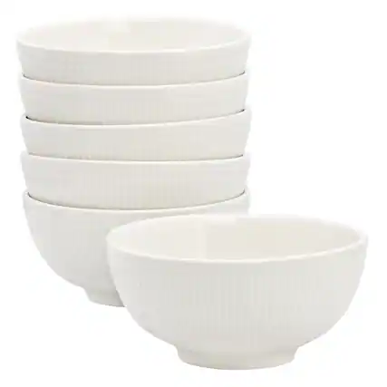Front. Elama - Elama Gretel 6 Piece Round Stoneware Cereal Bowl Set in White - White.