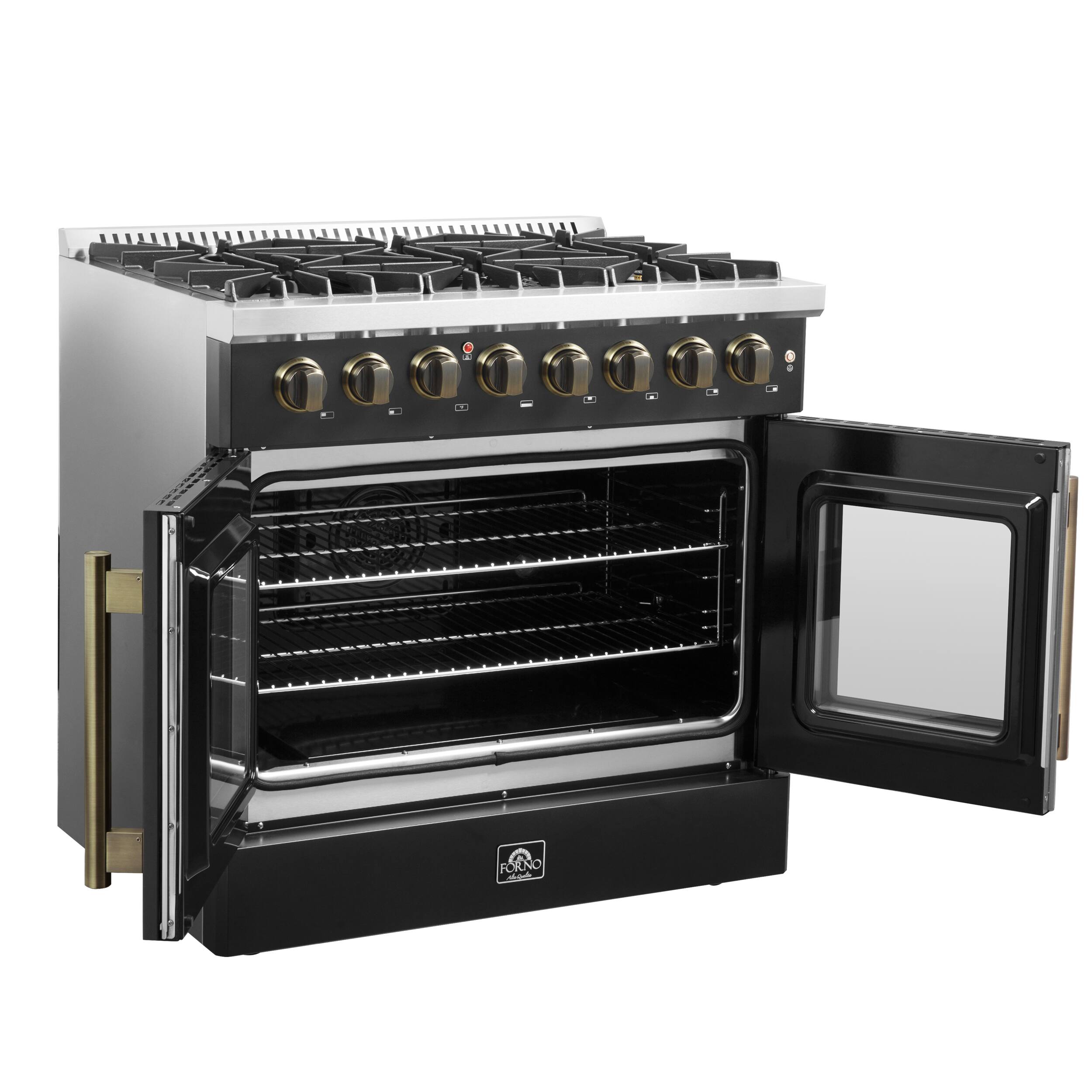 Alt View 3. Forno Appliances - Galiano 5.36 Cu. Ft. Freestanding Dual Fuel True Convection Range - Black.