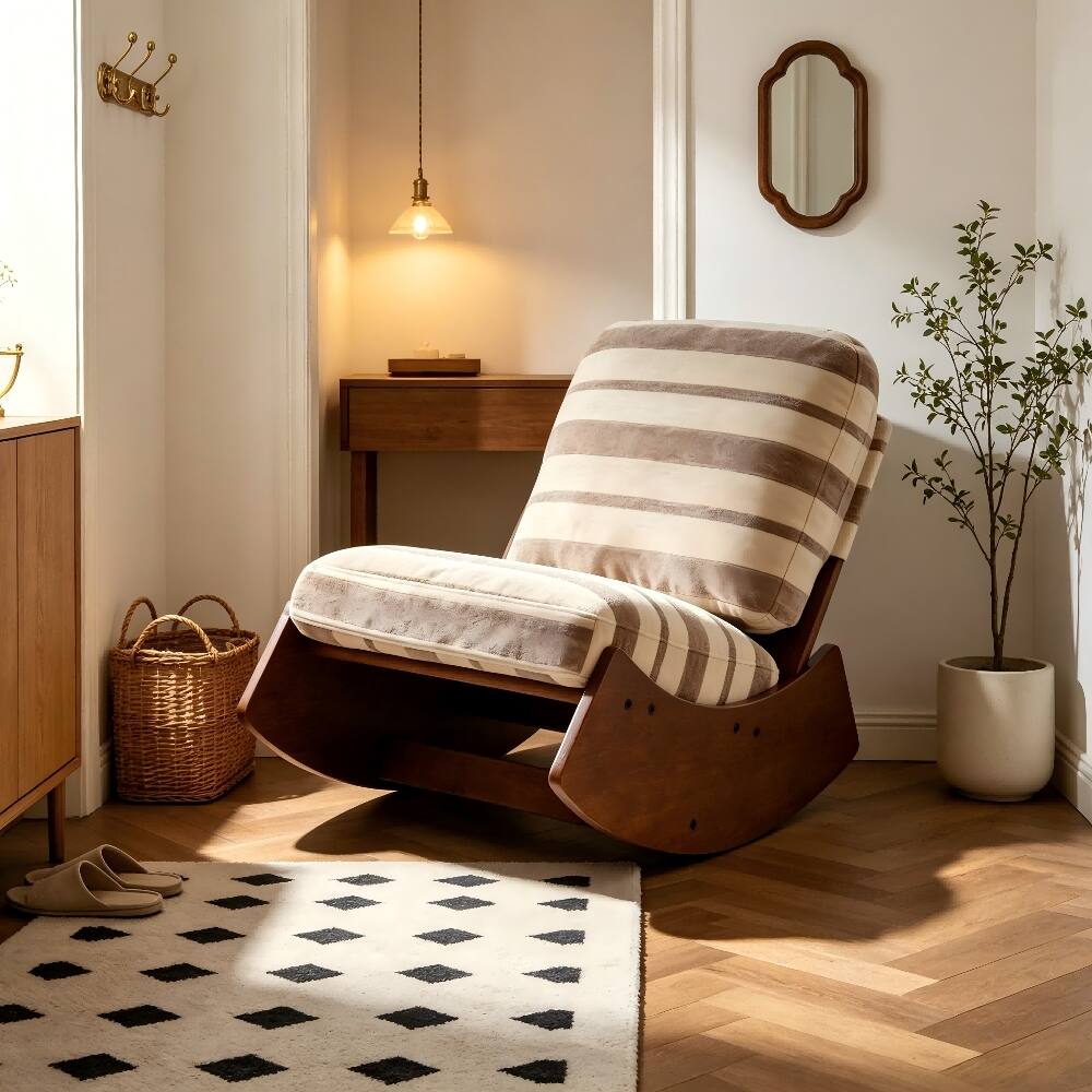 Front. Loheer - Loheer Grey Glider Rocking Chair Solid Wood Nursery Glider Upholstered Accent Reading Chair for Bedroom Living Room - Grey.