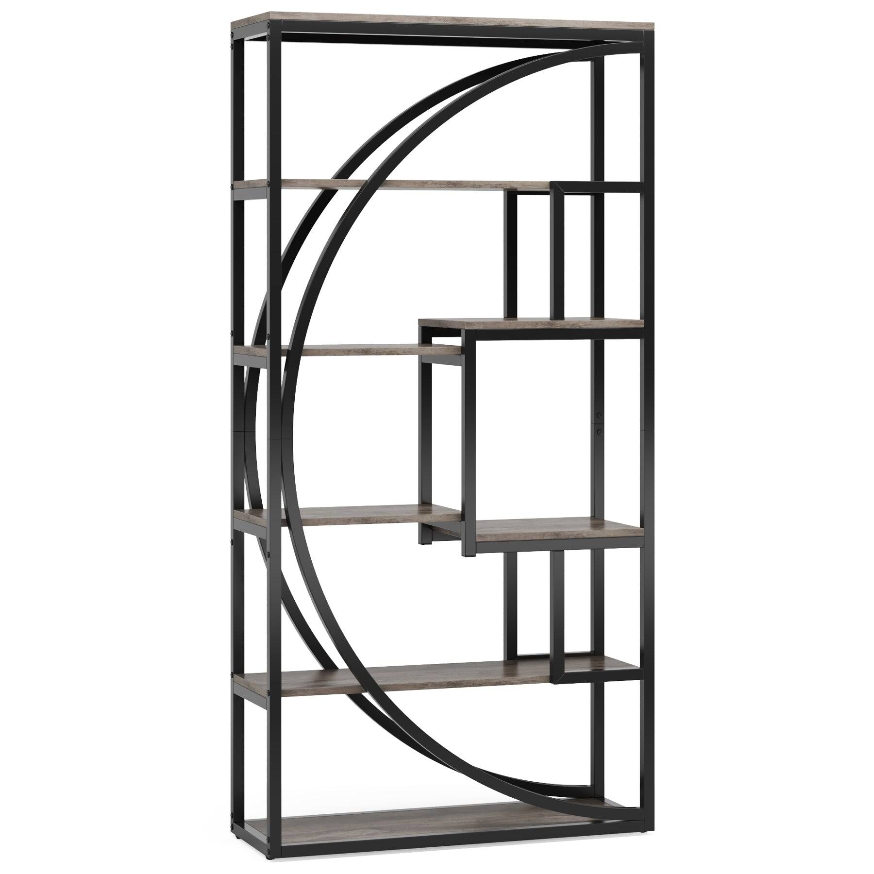 Alt View 4. Tribesigns - Modern Bookshelf with Engineered Wood Construction and Storage Shelves for Living Room and Home Office - Gray.