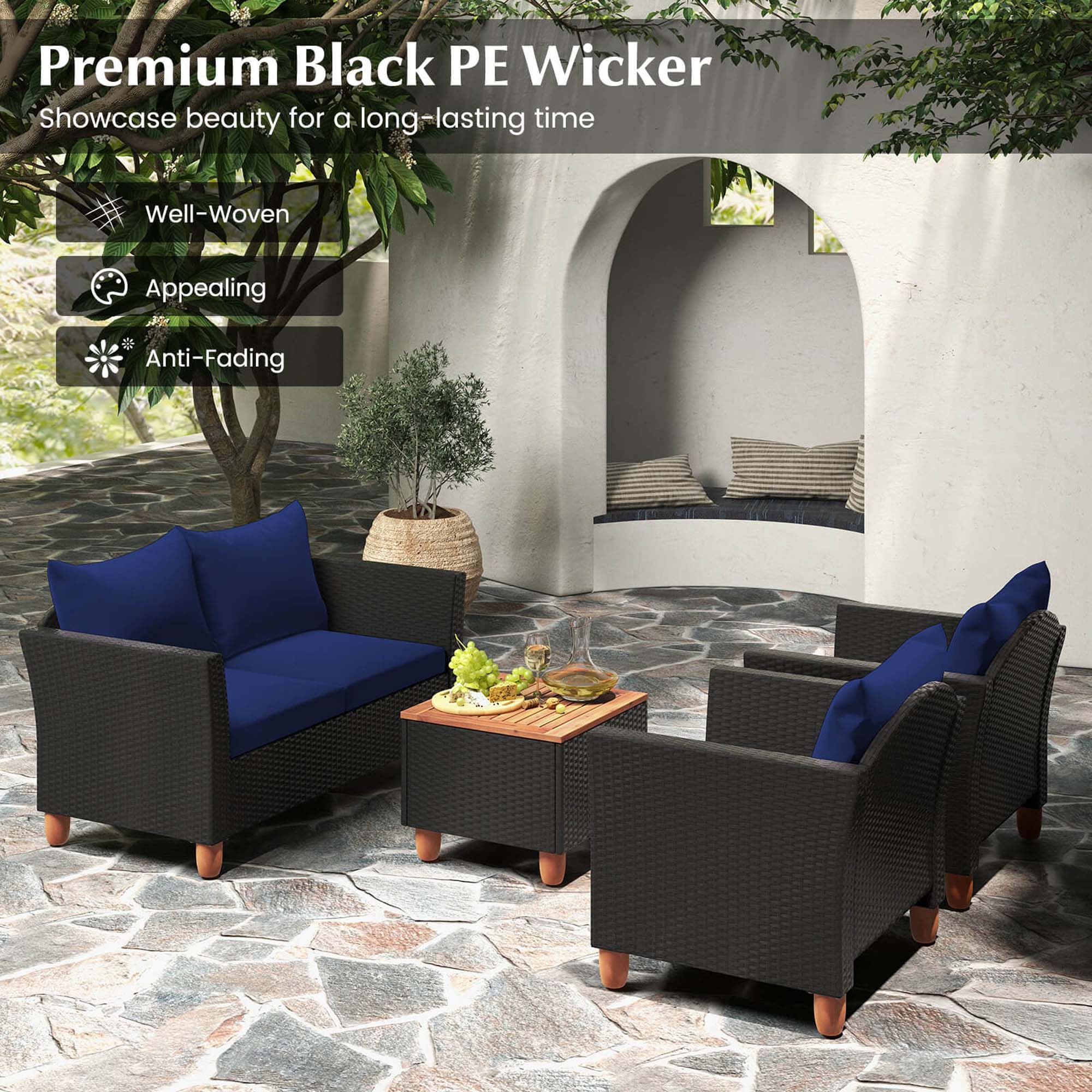 Premium Black PE Wicker Showcase beauty for a long-lasting time Well-Woven Appealing Anti-Fading
