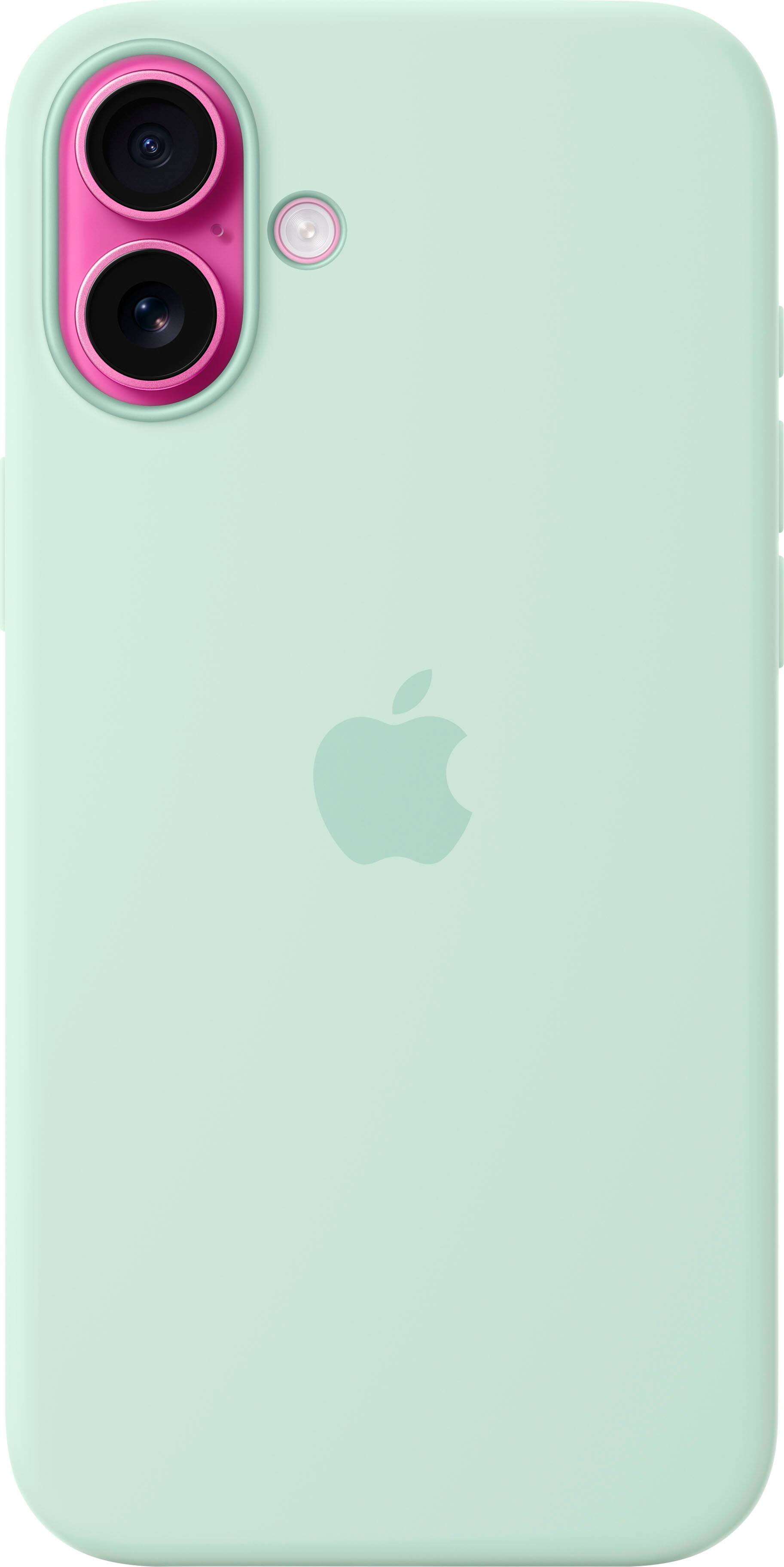 Left. Apple - iPhone 16 Plus Silicone Case with MagSafe - Aquamarine.