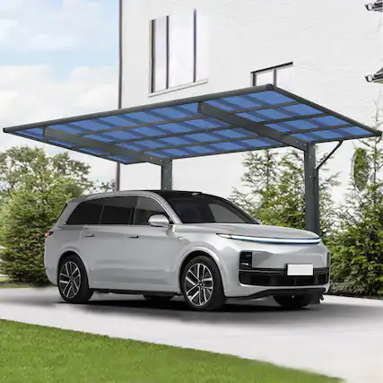 Front. Mondawe - Outdoor Carport with Galvanized Metal Roof &Aluminum Frame - Charcoal.