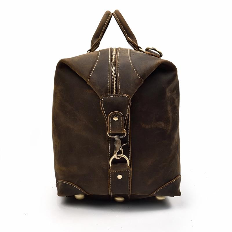 Alt View 6. Steel Horse Leather - The Eira Duffle Bag | Vintage Leather Weekender - Dark Brown.