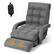 Front. Gymax - Gymax Folding Lazy Sofa Floor Chair Sofa Lounger Bed with Armrests and Pillow Grey - Grey.