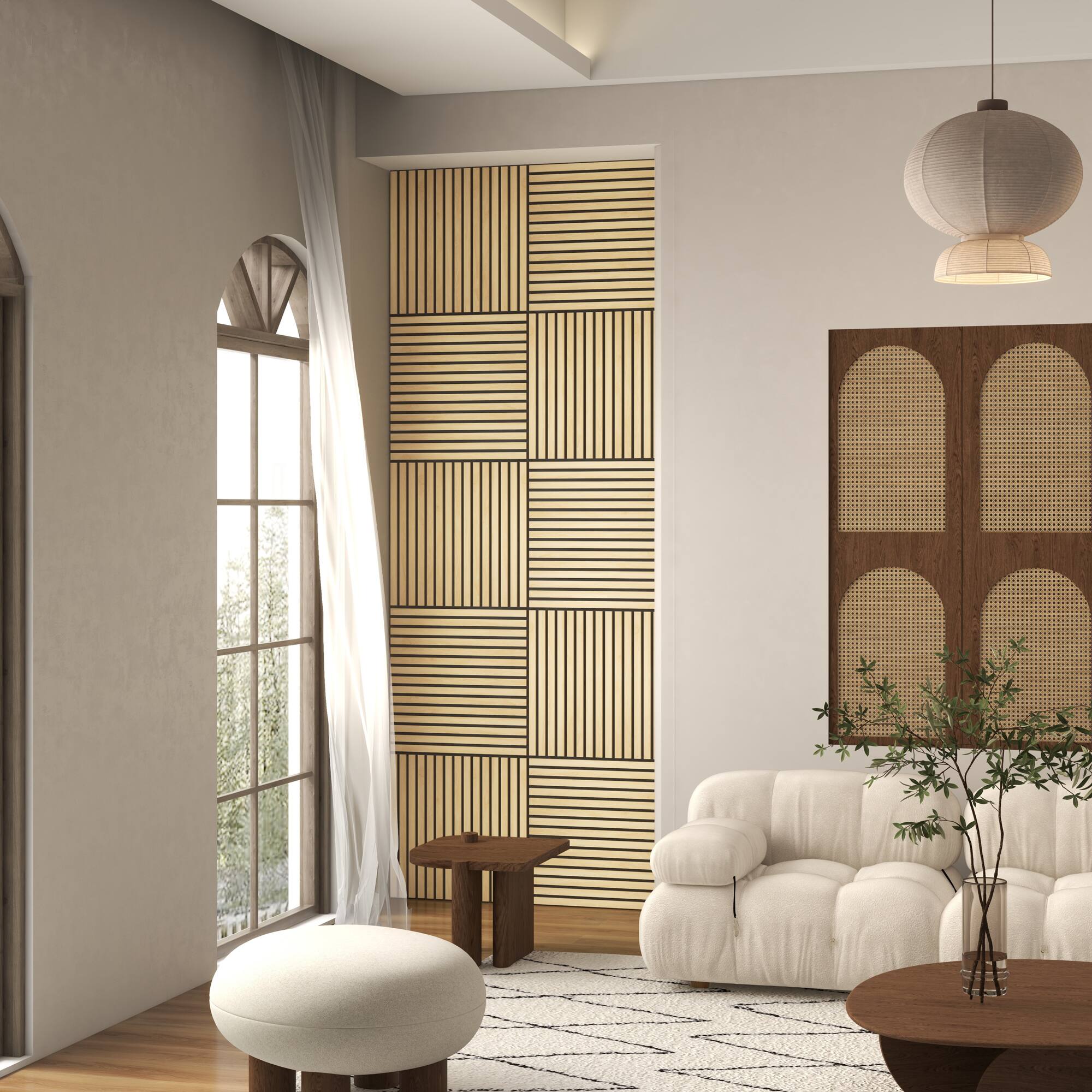 Alt View 7. Homcom - x 24" Wood Panels for Wall, 4 Pack Acoustic Panels, Sound Absorbing Slat Wall for Wall Decor - Oak.