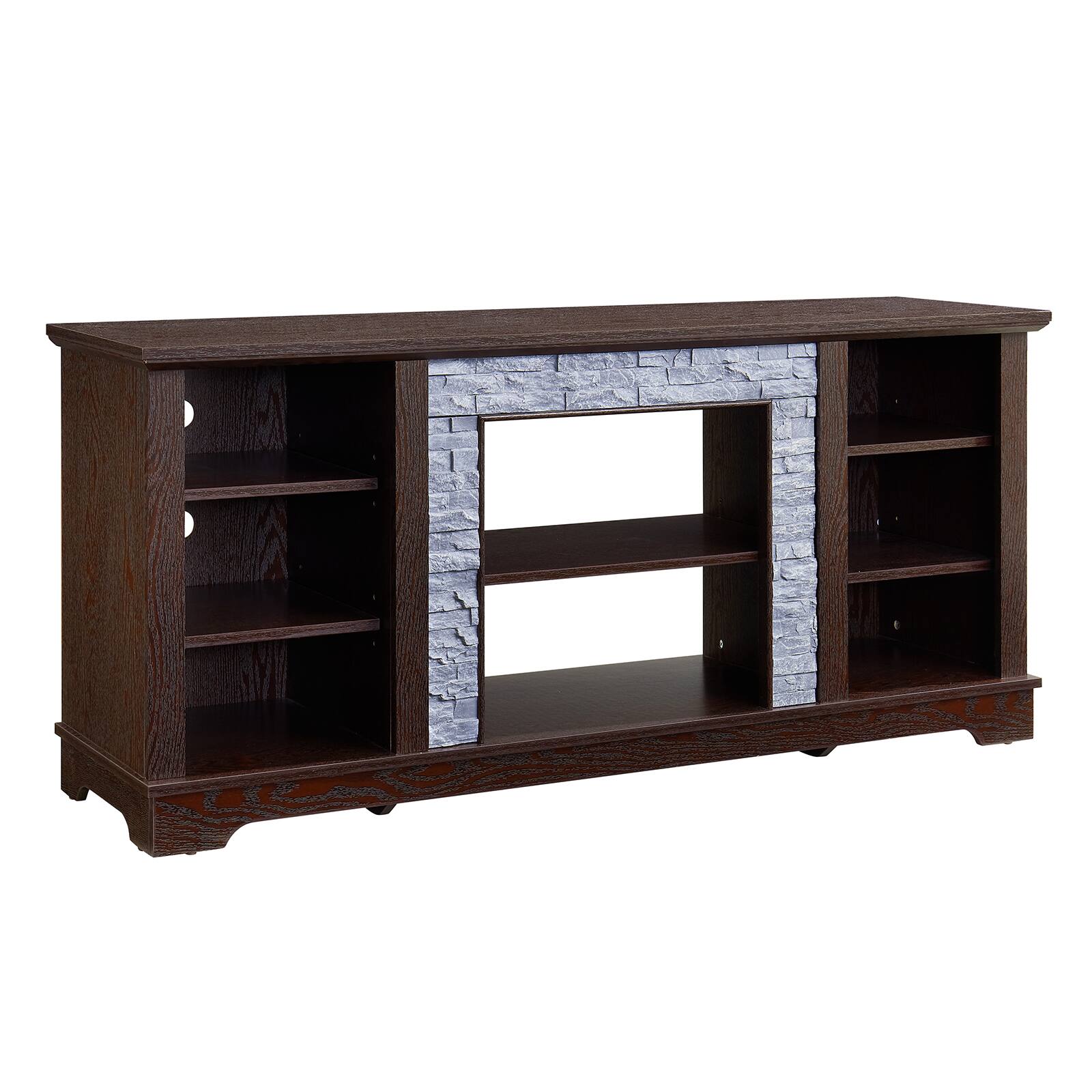 Alt View 7. Chateau Abodes - 58" Modern TV Stand Stone Entertainment Console with Open Storage for TV Up to 65" - Cherry.