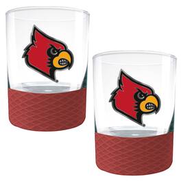 Great American Products - Louisville Cardinals 2-Pack 14oz. Rocks Glass Set with Silcone Grip - Red