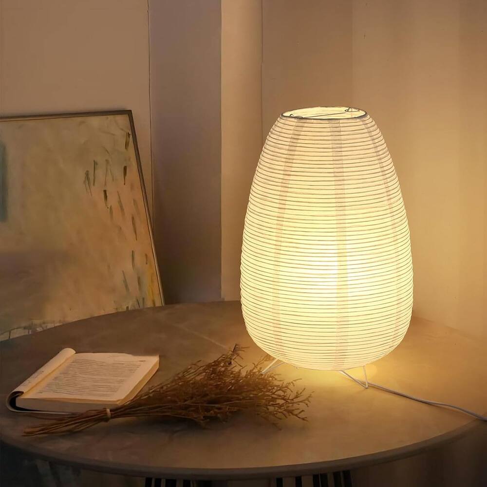 Front. PARKER SLATER - Japanese Rice Paper Table Lamp, 3-Color, Wabi-Sabi.