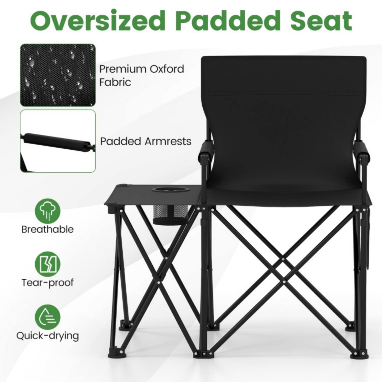 Oversized Padded Seat

- Premium Oxford Fabric
- Padded Armrests
- Breathable
- Tear-proof
- Quick-drying
